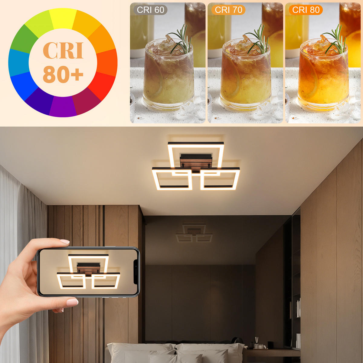 LED Deckenleuchte 38/32/8cm - Schwarz, Metall (32/38/8cm) - Nettlife