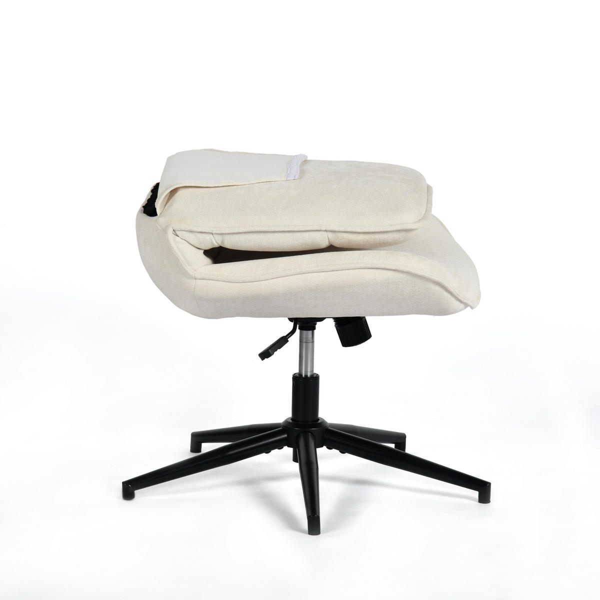SESSEL, 360° drehbar, mit Neigefunktion und Rückenlehne aus Chenille, Beige - Weiß, Textil/Metall (59/93/77cm) - Meubles Cosy