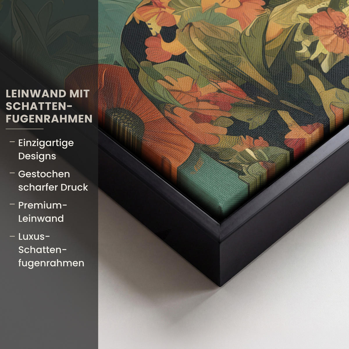 LEINWAND Bilder mit Rahmen - Frau - Blumen - Schmetterlinge - Natur - Vintage - 70x100 - Salbeigrün, Textil (70/100cm) - MuchoWow
