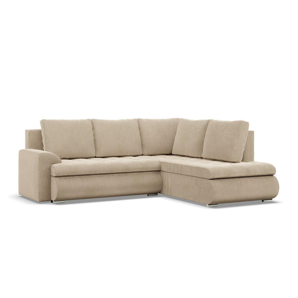 ECKSOFA RECHTS MIT SCHLAFFUNKTION FORESTA, Cord - Beige - Beige, Textil (230/200cm) - Mebligo