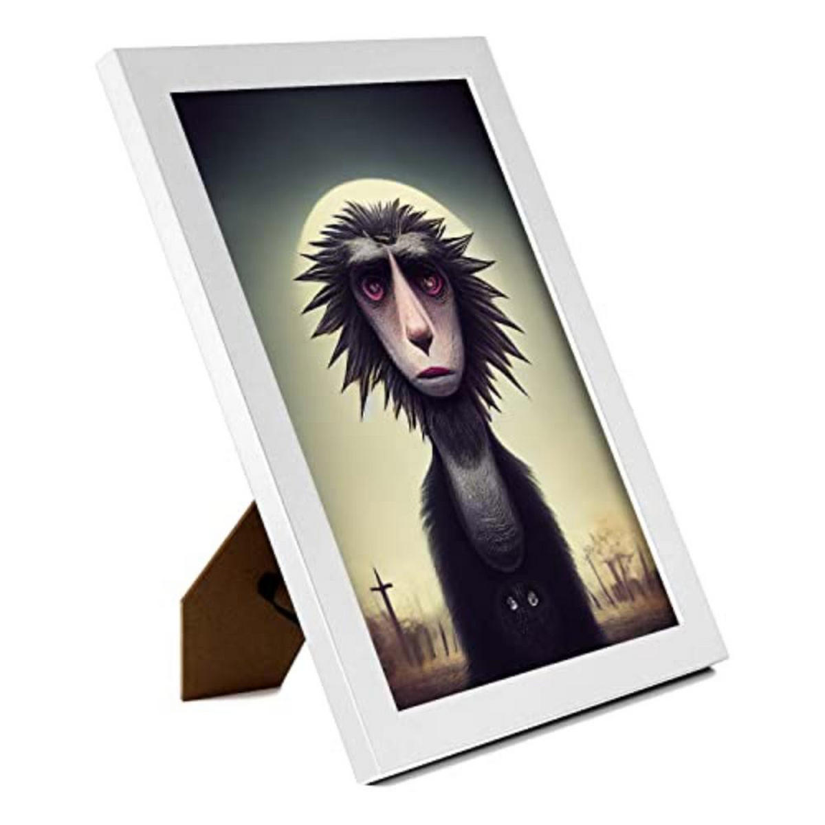 POSTER Set mit 4 Savanne Tier im T Burton Goth Stil A4 Weißer Rahmen - Weiß, Papier (29.7/3cm) - Nacnic