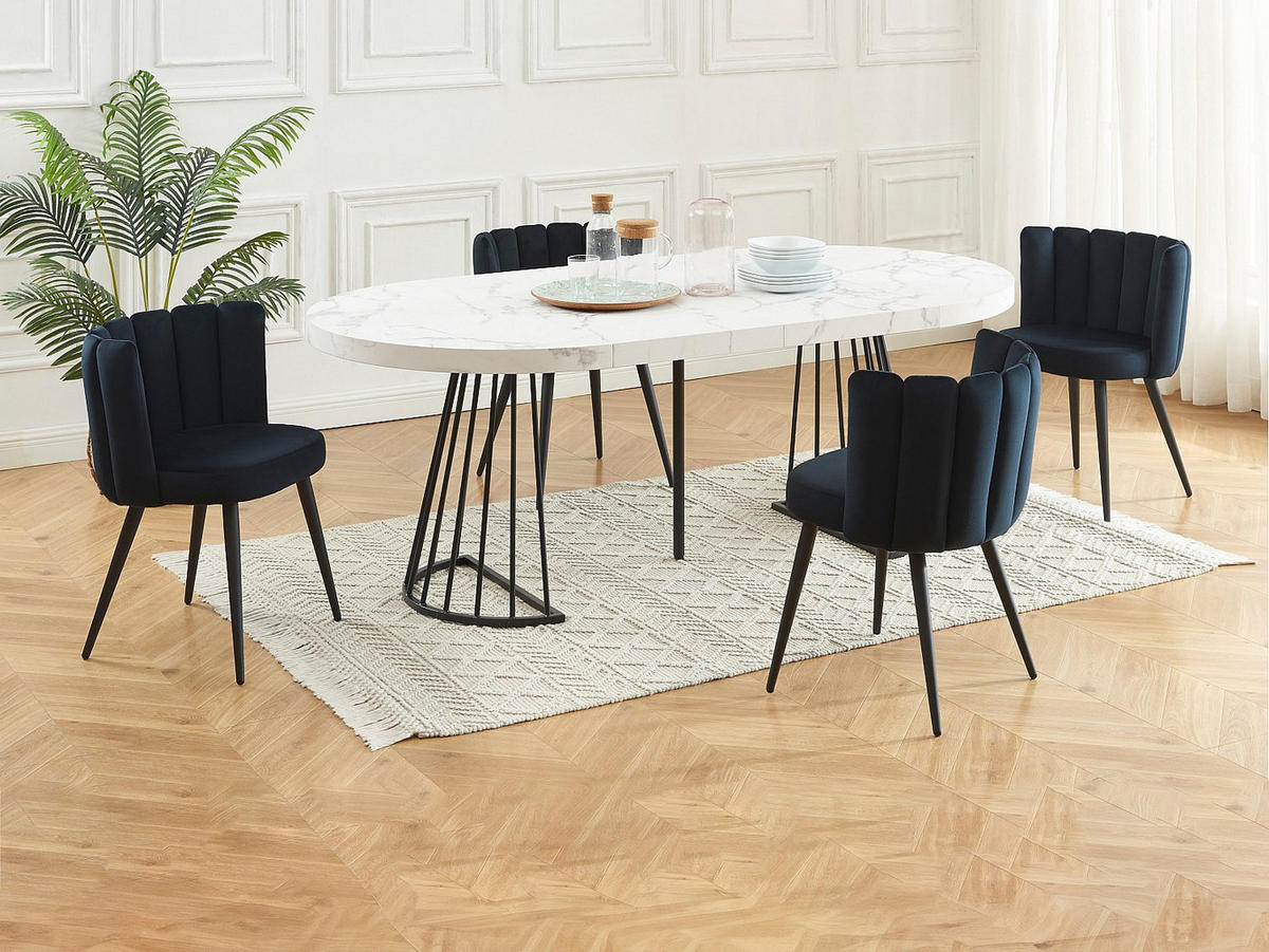 STUHL 2er-Set - Samt & Metall - Schwarz - PRANILA - Schwarz, Textil (59/78.5/55cm) - Pascal Morabito