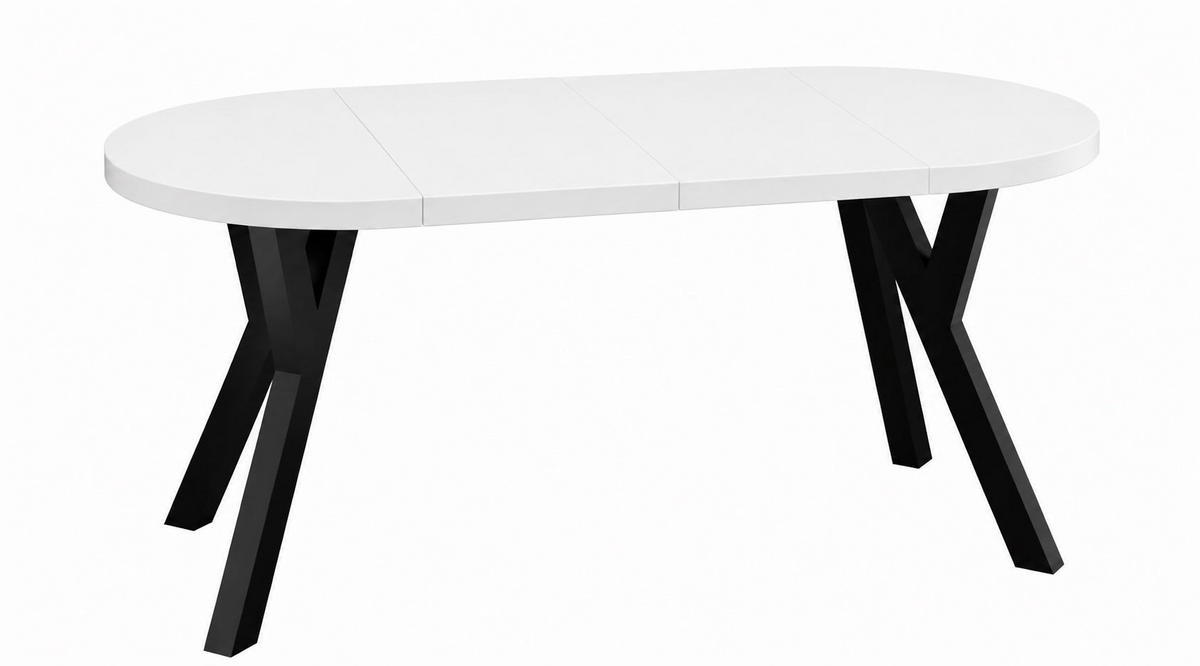 ESSTISCH ausziehbar rund 100-200 cm ATO Weiß, Auszugstisch mit Einlegeplatte - Schwarz/Weiß, Holzwerkstoff (100/100/77cm) - VENASI MÖBEL