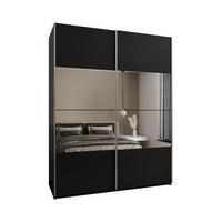 SCHWEBETÜRENSCHRANK 245,5/200/64 2-türig - Silberfarben/Schwarz, Holz/Metall (200/245/64cm) - Abiks Möbel