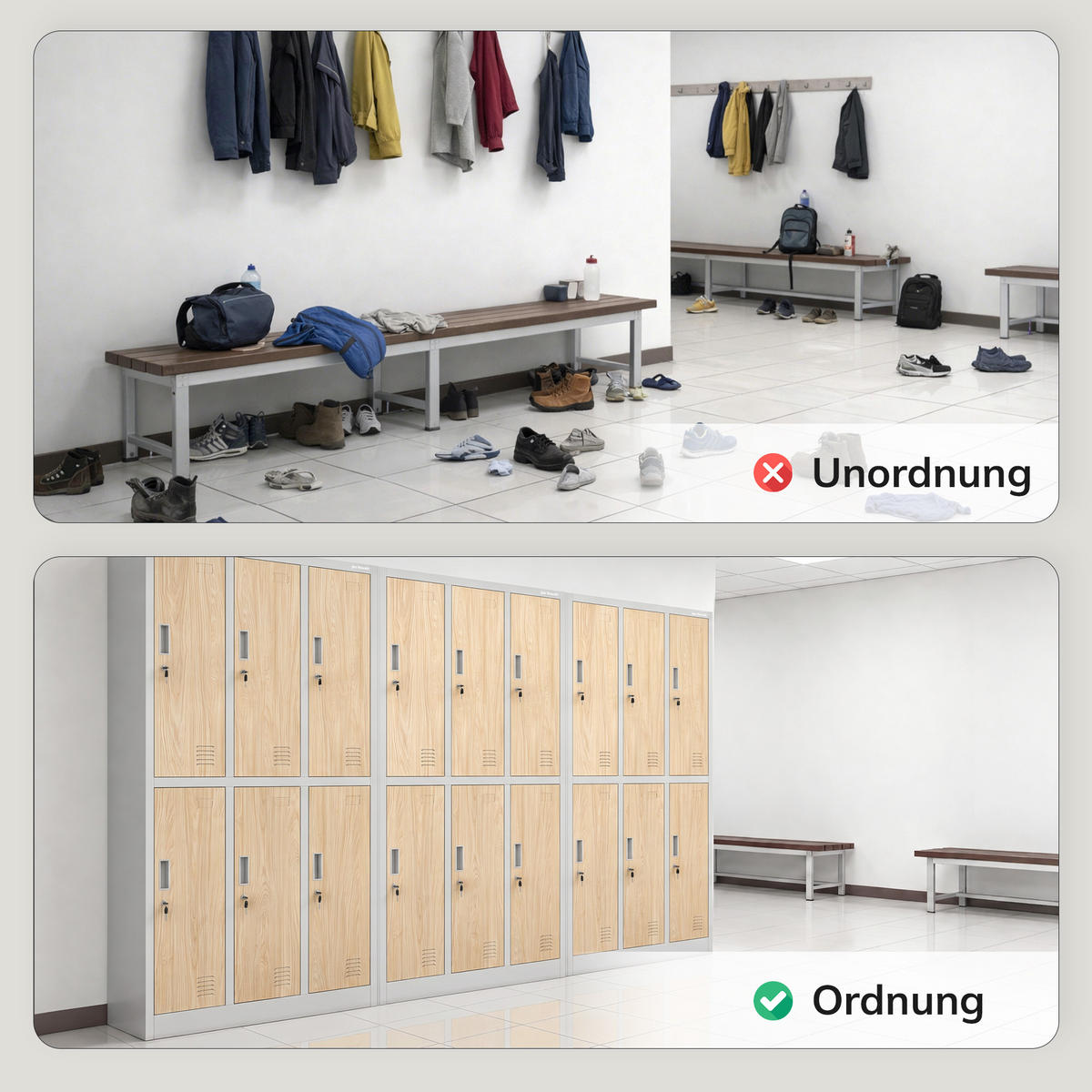 ARBEITSSCHUTZ-GARDEROBENSCHRANK 6-Türiger IGOR 185x90x45 cm - Grau/Sonoma Eiche, Metall (90/185/45cm) - Jan Nowak