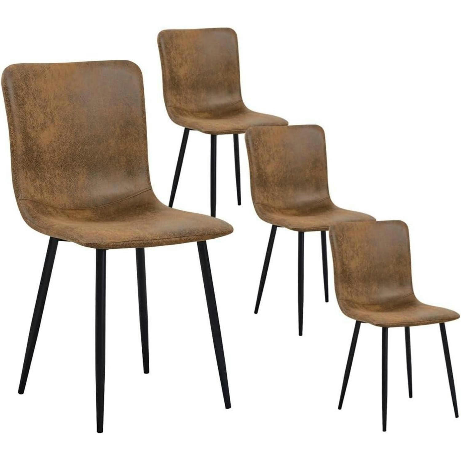 ESSZIMMERSTÜHLE 4er-Set Wildleder Braun mit schwarzen Metallbeinen - Braun, Leder (40/85/40cm)