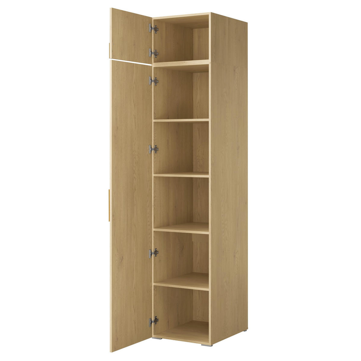 DREHTÜRENSCHRANK mit Einlegeböden und Aufsatz Napoli 1D 50 Eiche Cremona (schwarzer oder goldener Griff) - Eichefarben/Silberfarben, Holzwerkstoff/Kunststoff (50/35/60cm) - mzm24