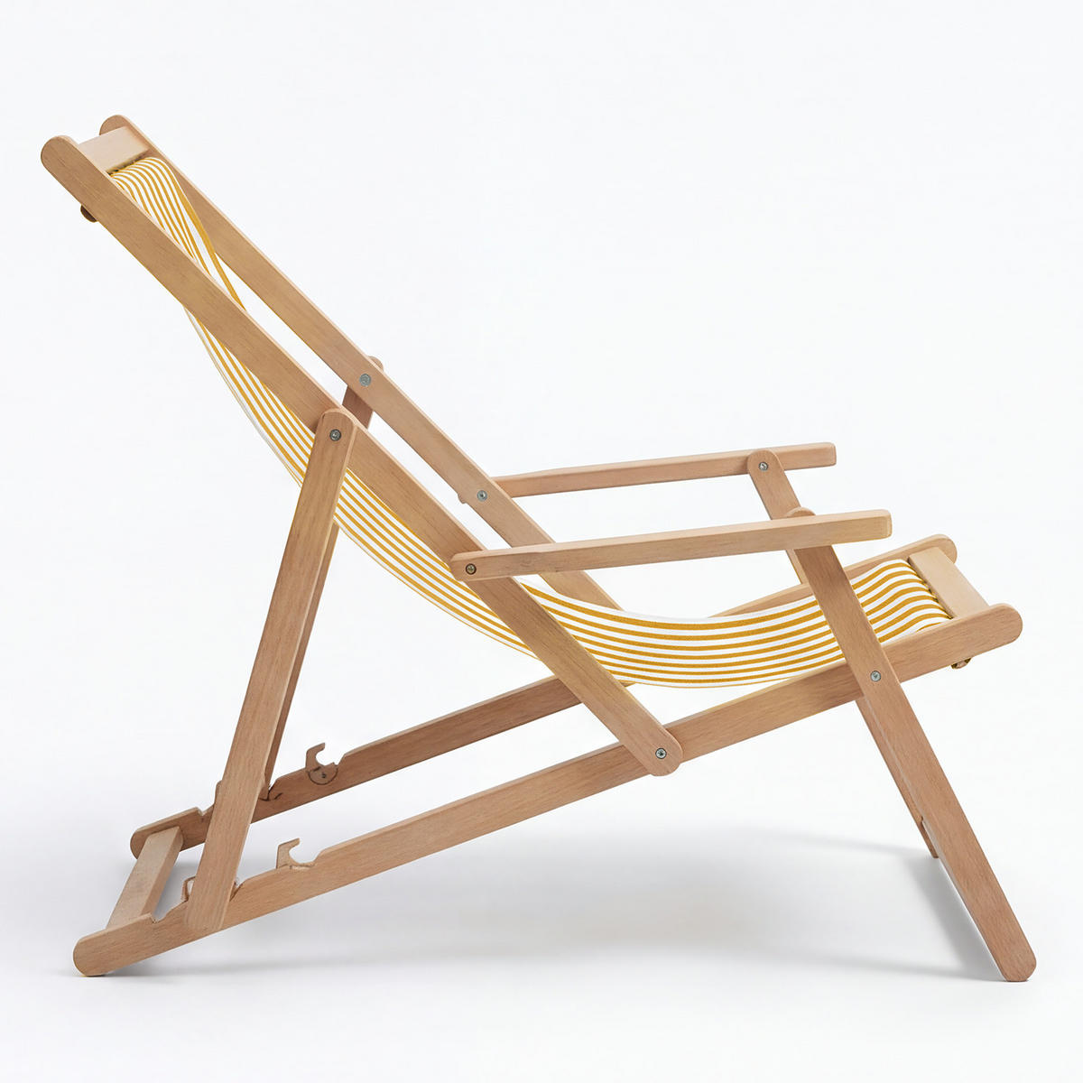 LIEGESTUHL - Akazie massiv / Webstoff - Gelb, Holz/Textil (63/88/102cm) - home24