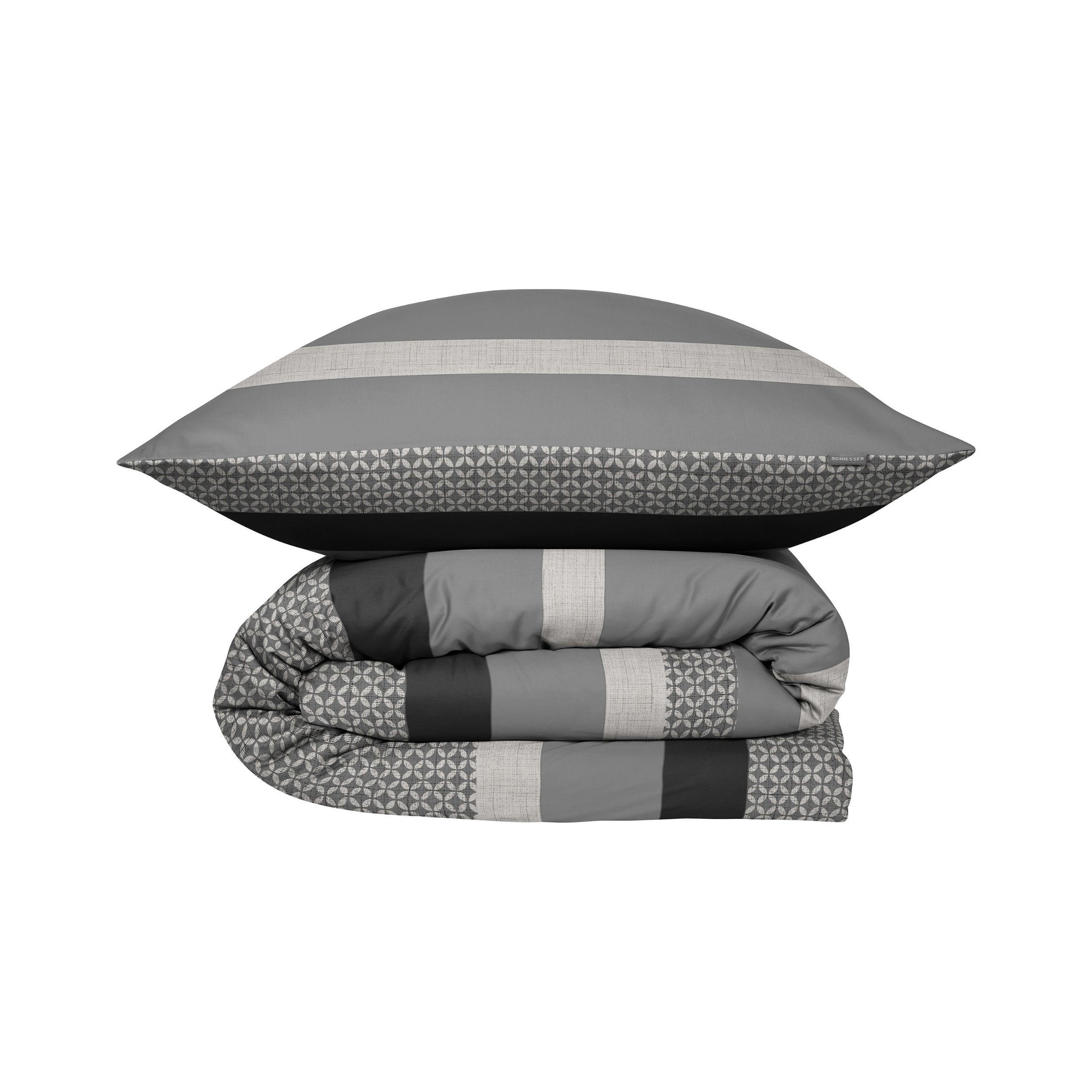 BETTWÄSCHESET Dion - Renforcé - 2-teilig - 155x220 cm - Grau - Grau, Textil (155/220cm) - SCHIESSER