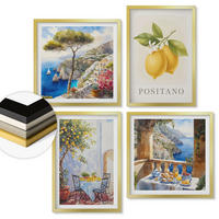 WANDBILDER 4er Set - 50x50 cm & 40x60 cm Goldrahmen - Ansichten der Zitronenarchitektur von Positano - Goldfarben, Kunststoff (50/50cm) - ArtPrintCave