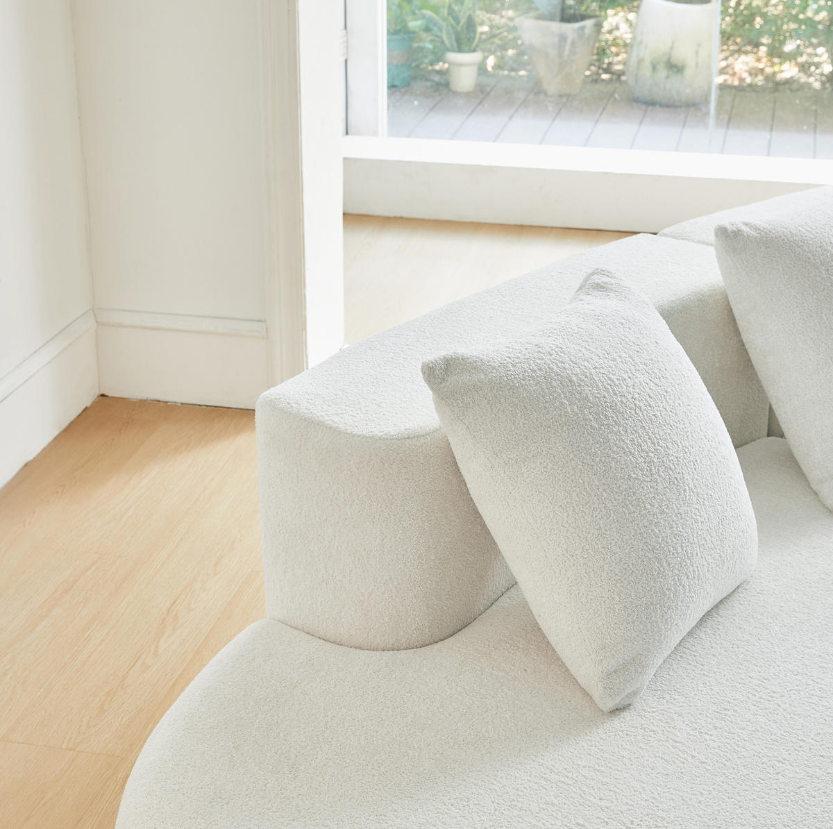 ECKSOFA modulare Form 277 x 103 cm Samt White 3-Sitzer - Weiß, Holzwerkstoff (103/68/277cm) - Meubliv