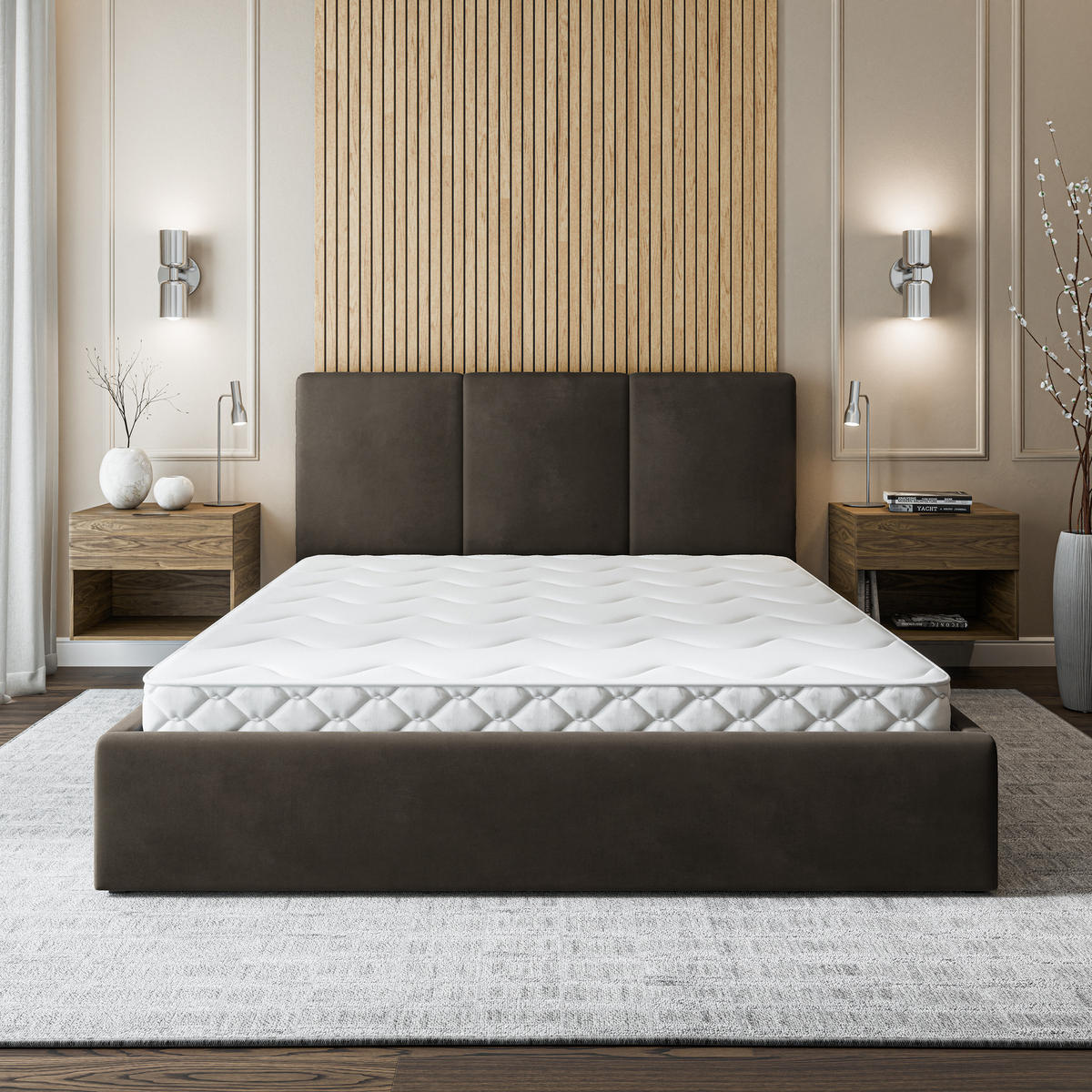 ČALOUNĚNÁ Postel AZURI 140x200 cm Hnědá - hnědá, kompozitní dřevo/textil (140/200cm) - MASSENO