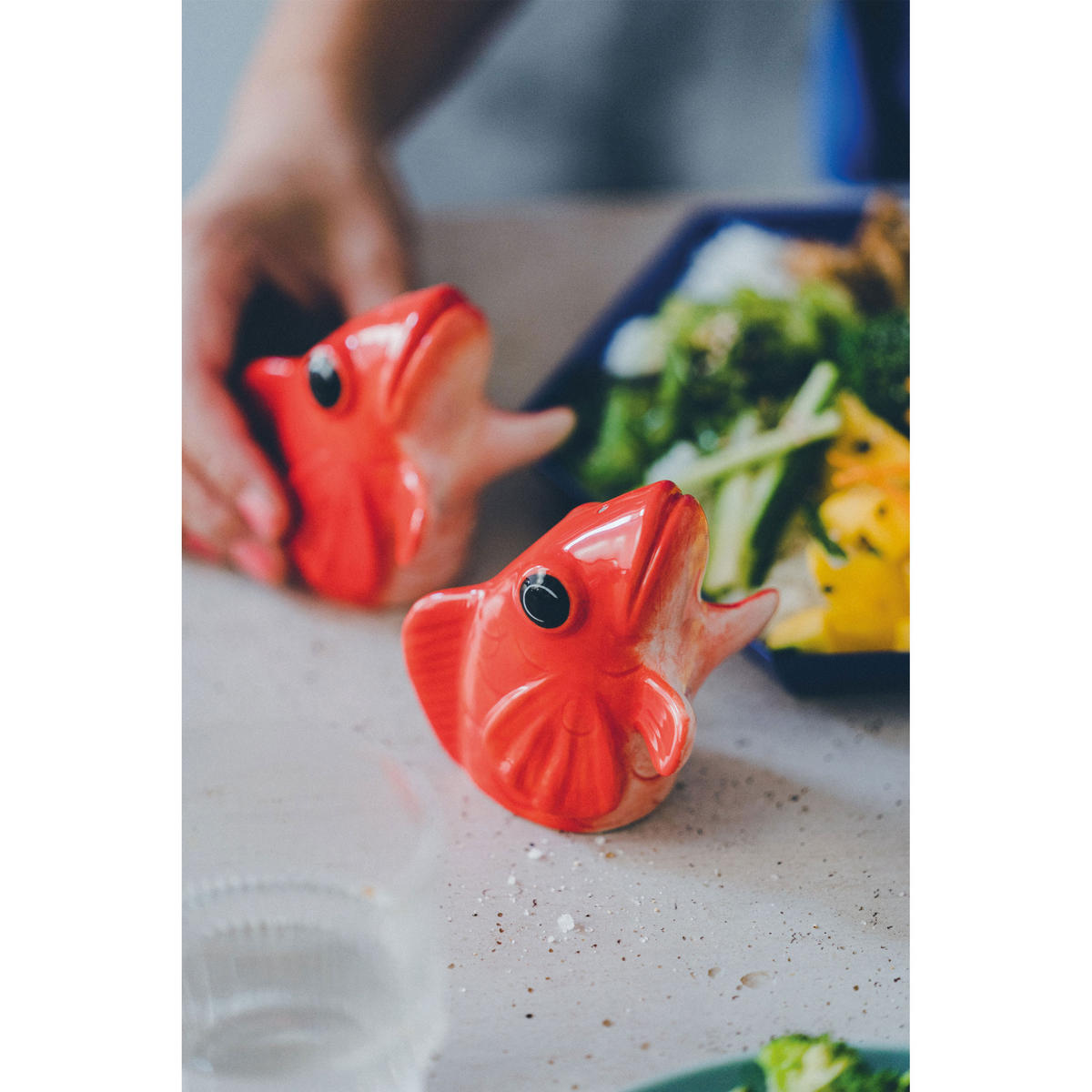 GEWÜRZSTREUER Fishes For Dishes, 2er Set, Steingut, Rot - Rot, Keramik (3.8/8.5/7cm) - Donkey Products