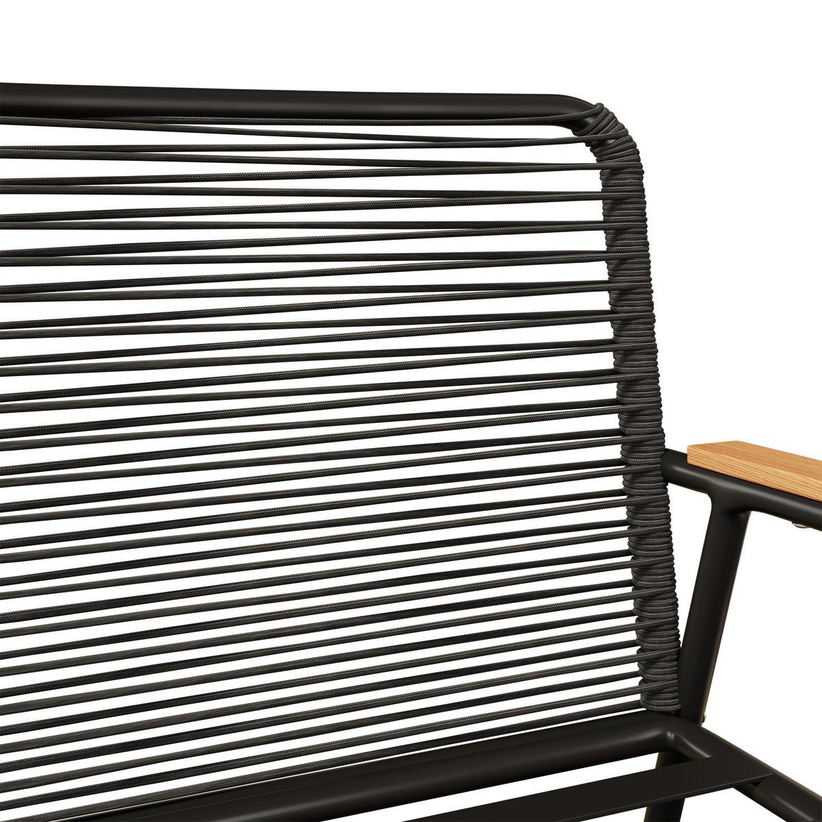 GARTENMÖBEL 118x65x78cm schwarz, feuerverzinkt, mit Glas und Kissen - Schwarz, Metall - Modfu