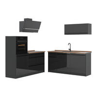 KUCHYŇSKÝ KOUT R-Line, Antracitový vysoký lesk/Antracit, 160 cm pracovná doska Dub Goldkraft - antracitová/vysoce lesklá černá, kompozitní dřevo (160/143/60cm) - Vicco