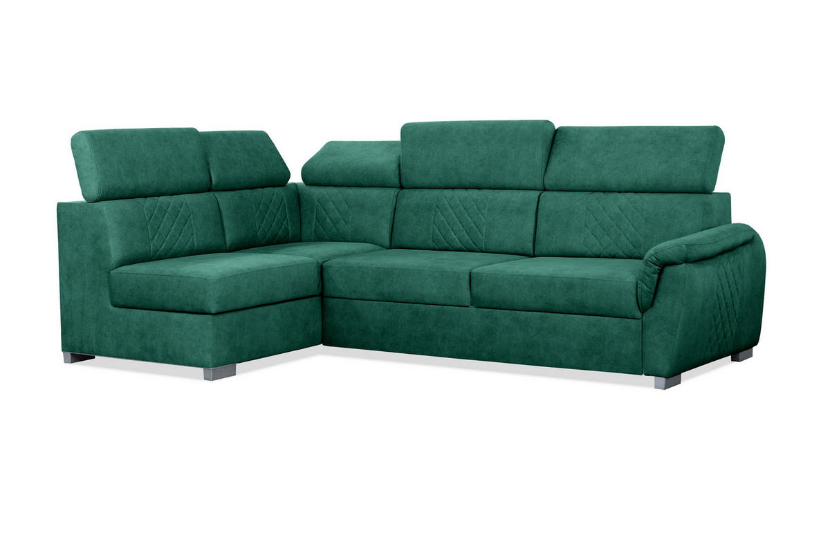 ECKSOFA Ravini Grün, mit Schlaffunktion, linke seite - Grün, Holzwerkstoff (253/156cm) - Bettso