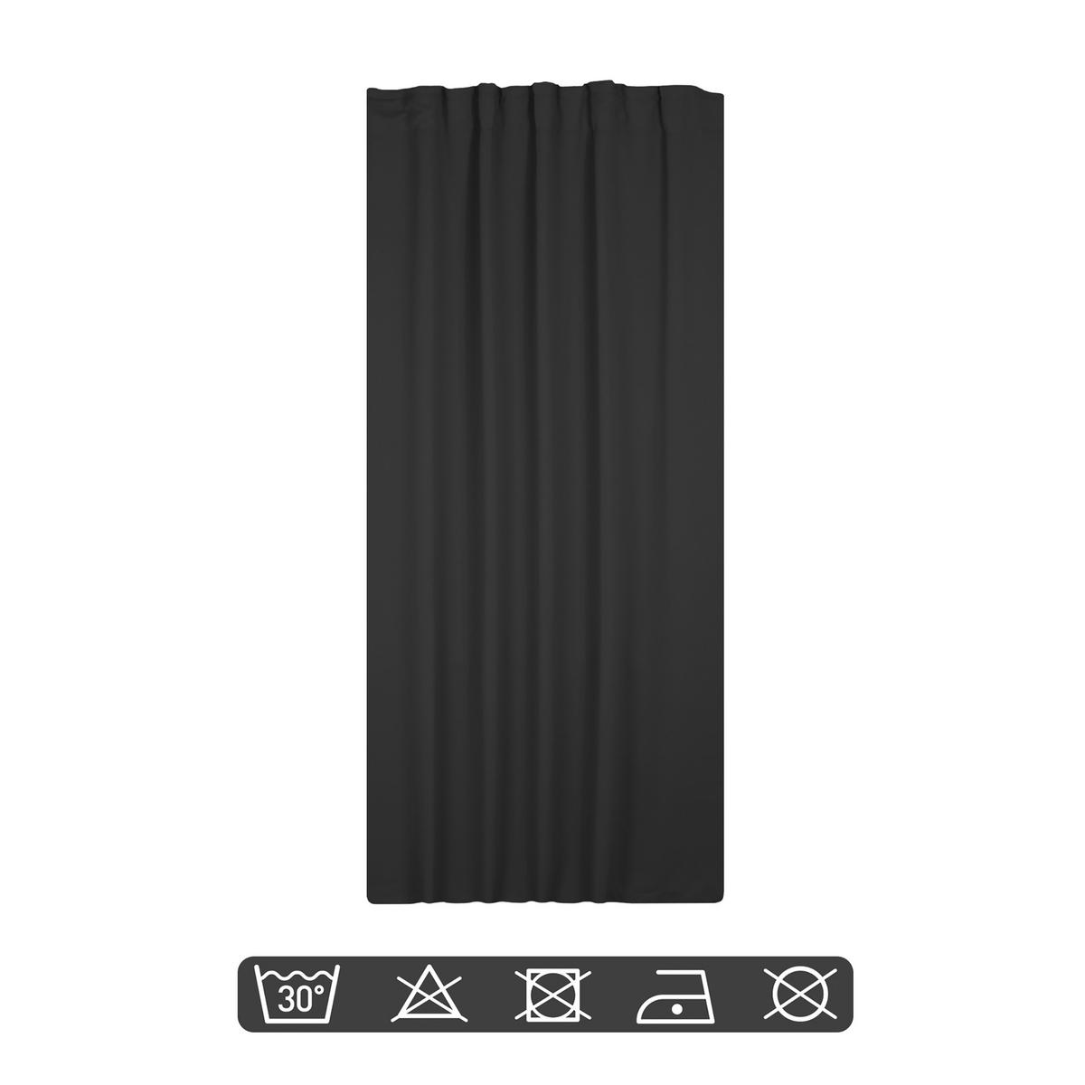 VERDUNKELUNGSVORHANG Kräuselband 140/245 cm Schwarz - Schwarz, Textil (140/245cm) - TiborTex