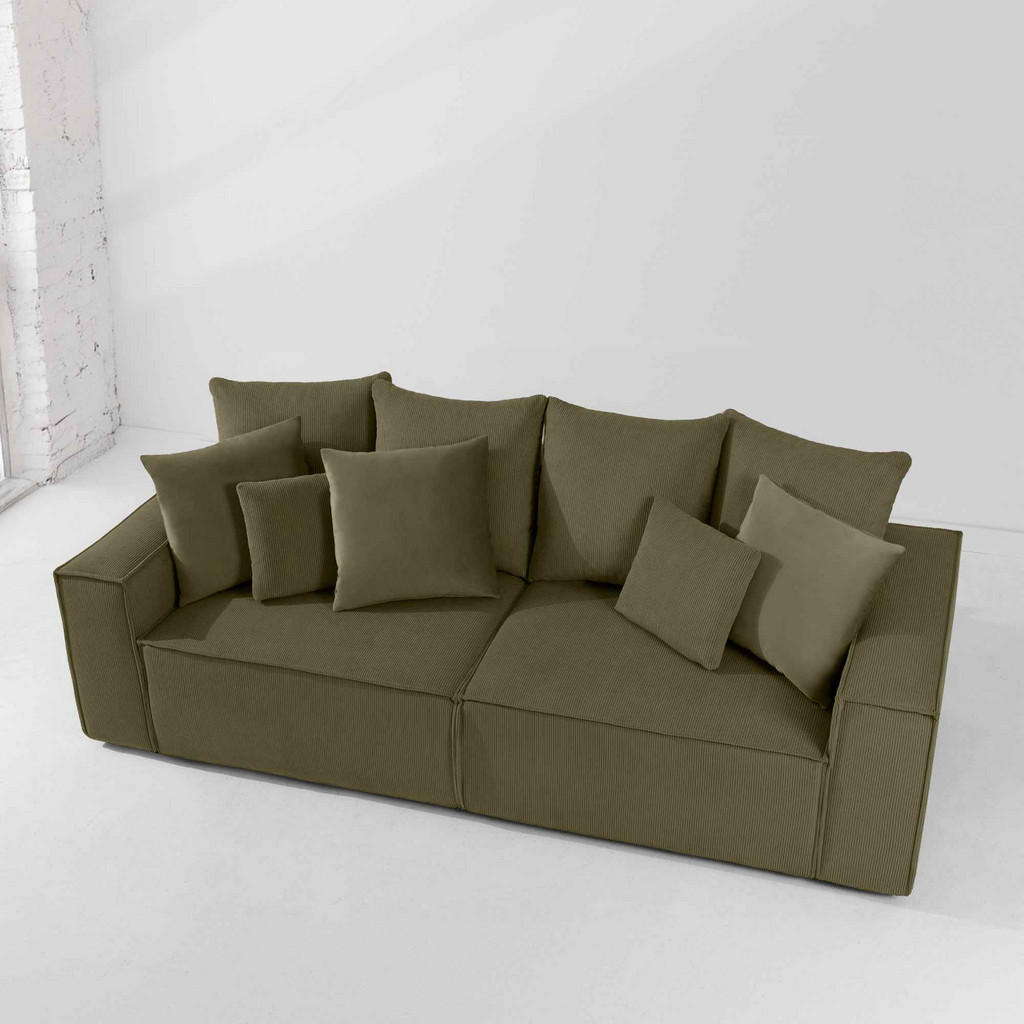 Thumbnail - Konsimo® Schlafsofa, Olivgrün, Holz, Textil, 244x89x101 cm, Wohnzimmer, Sofas & Couches, Schlafsofas
