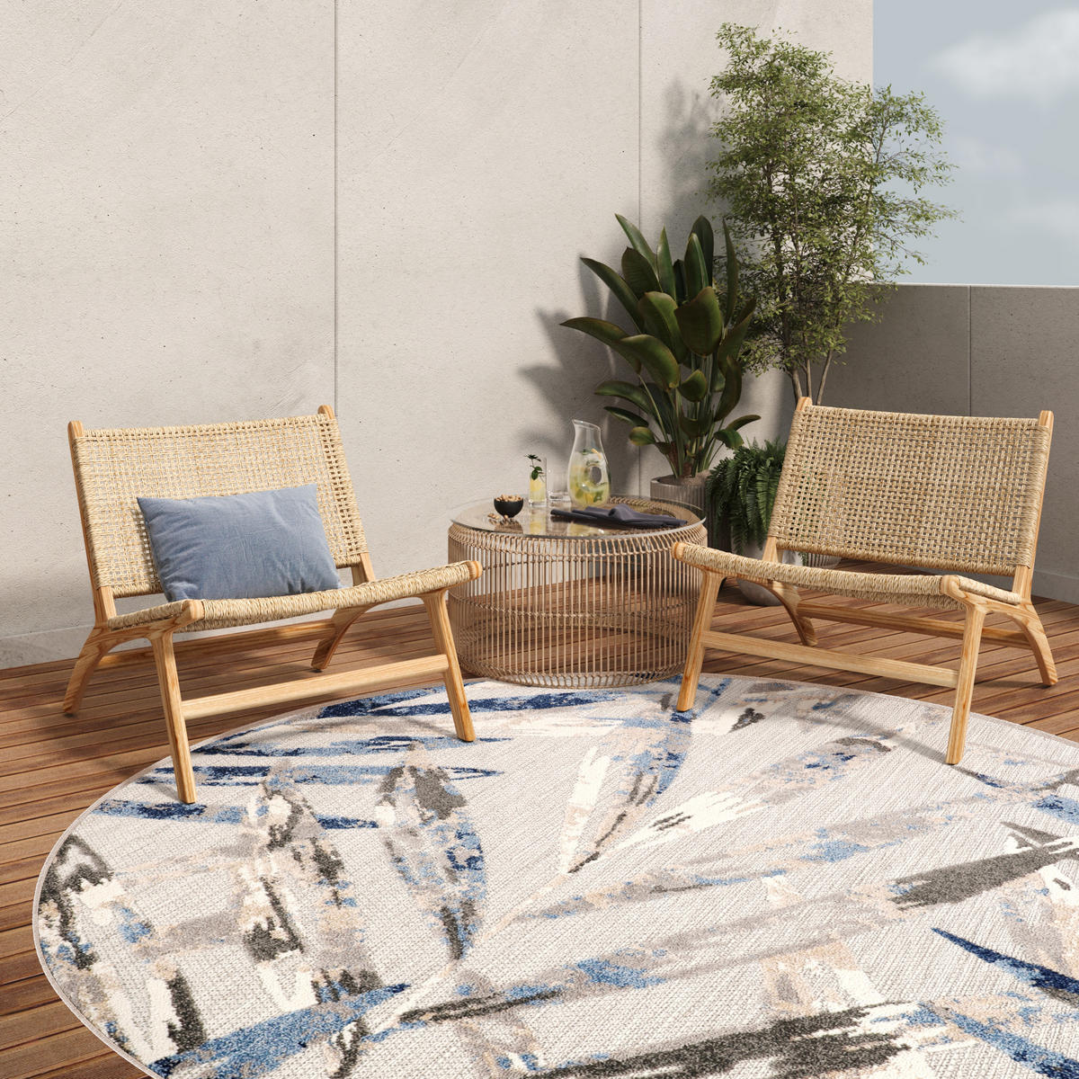 TEPPICH PATIO rund Blaugrau 240/240 cm - Blaugrau, Textil (240/240cm) - Tapiso