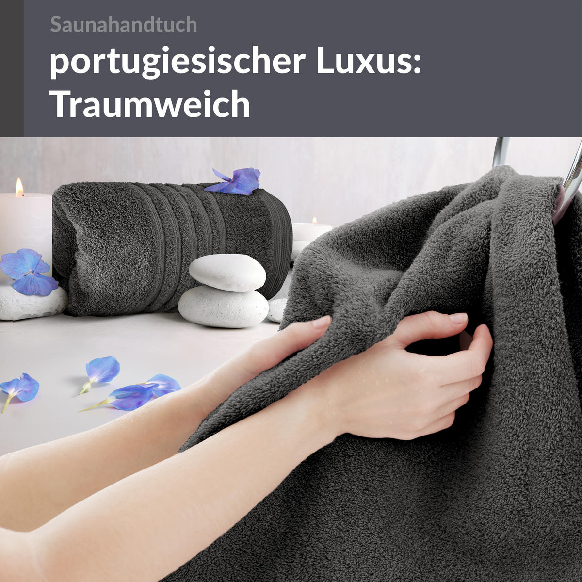 SAUNATUCH 80x200 cm 2er Set London Anthrazit Grau - Anthrazit, Textil (80/200cm) - Lashuma