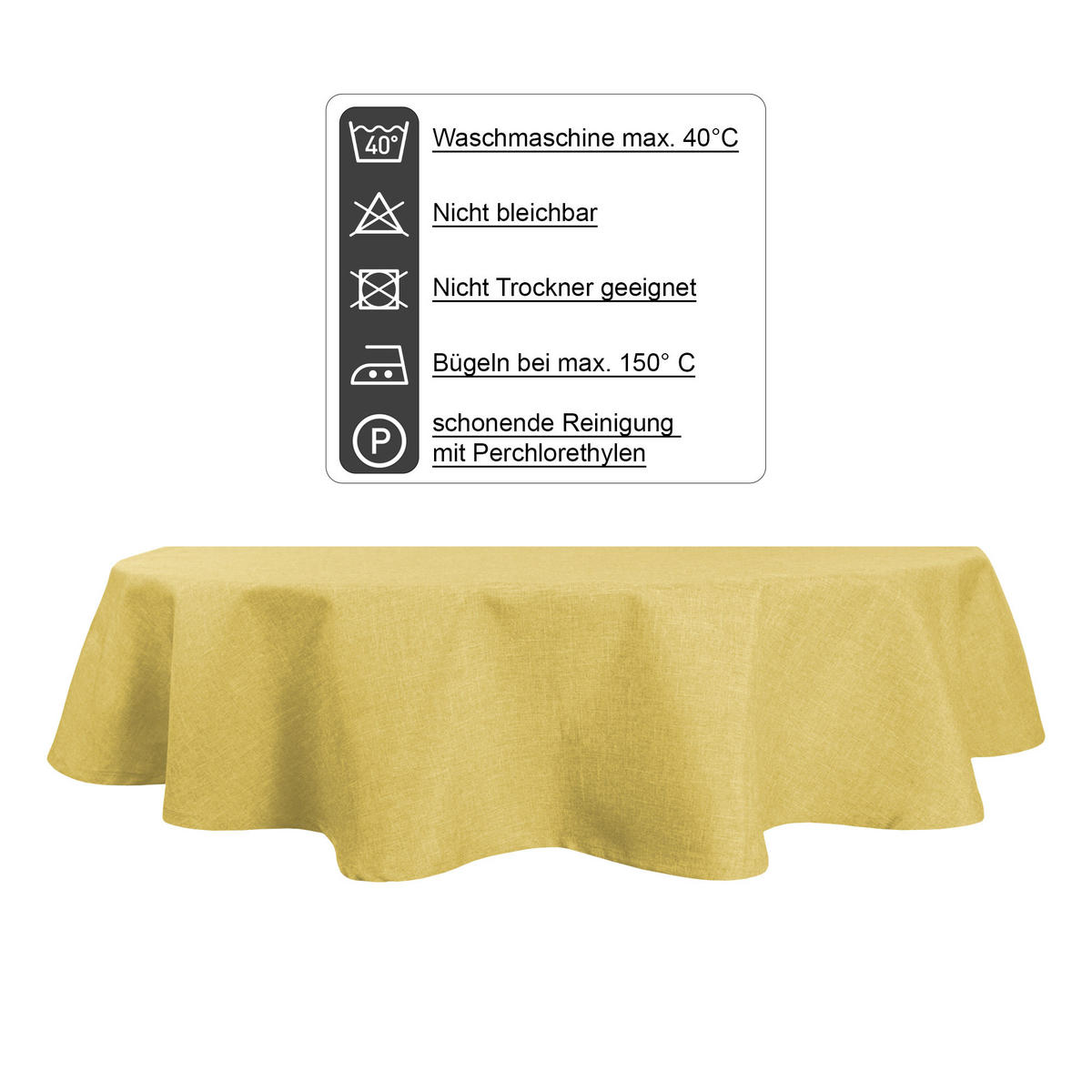 TISCHDECKE Leinenoptik 130/220 cm oval Gelb - Gelb, Textil (130/220cm) - TiborTex