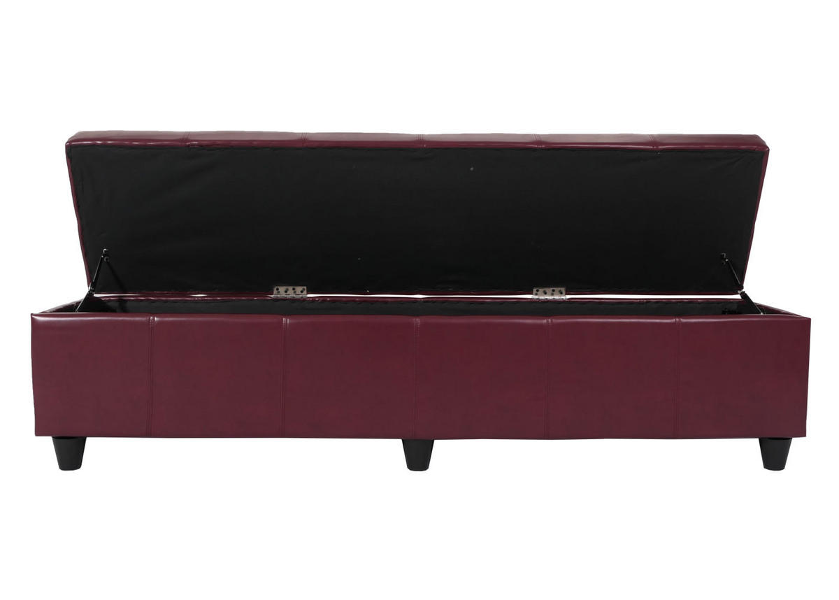SITZBANK mit Aufbewahrung Lars XXL 45x180x45cm Creme Leder + Kunstleder - Rot, Kunststoff (180/45/45cm) - BERLINLODGE