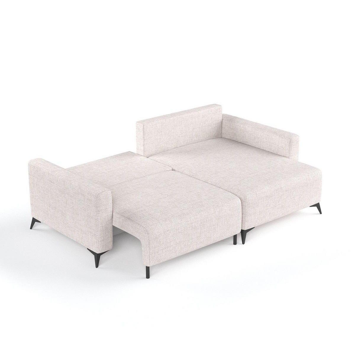ROHOVÁ SEDAČKA NUVIO, textil, Písková - černá/písková barva, kov/dřevo (239/148cm) - AltaBeds