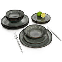 TAFELSERVICE KOPENHAGEN - 12 teilig aus Steingut - Dunkelgrün, Keramik (37/37/40cm) - Sänger