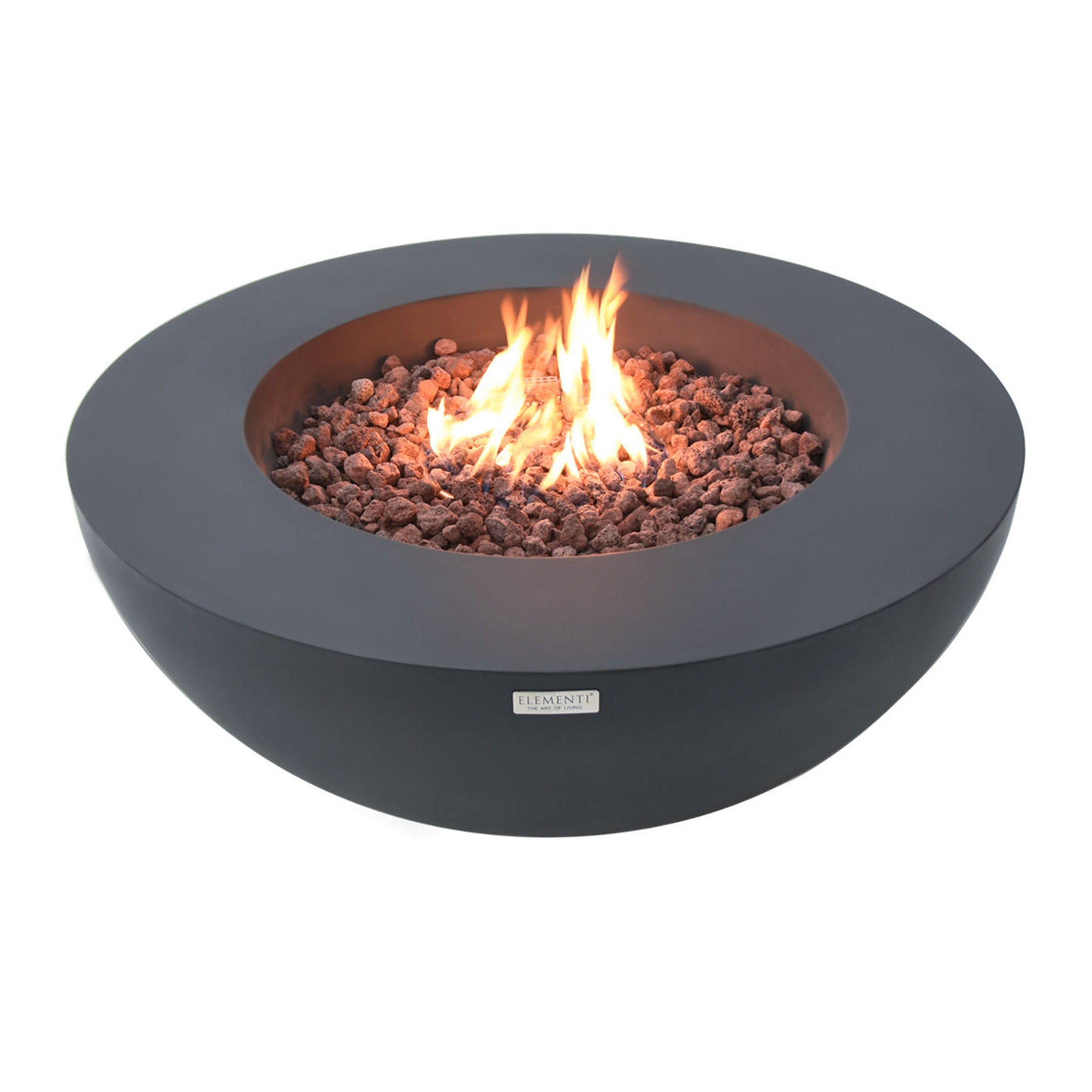 FEUERTISCH LUNAR BOWL Gasfeuerstelle aus GF-Beton 107/107/40 cm - Dunkelgrau, Naturmaterialien (107/40/107cm) - Elementi