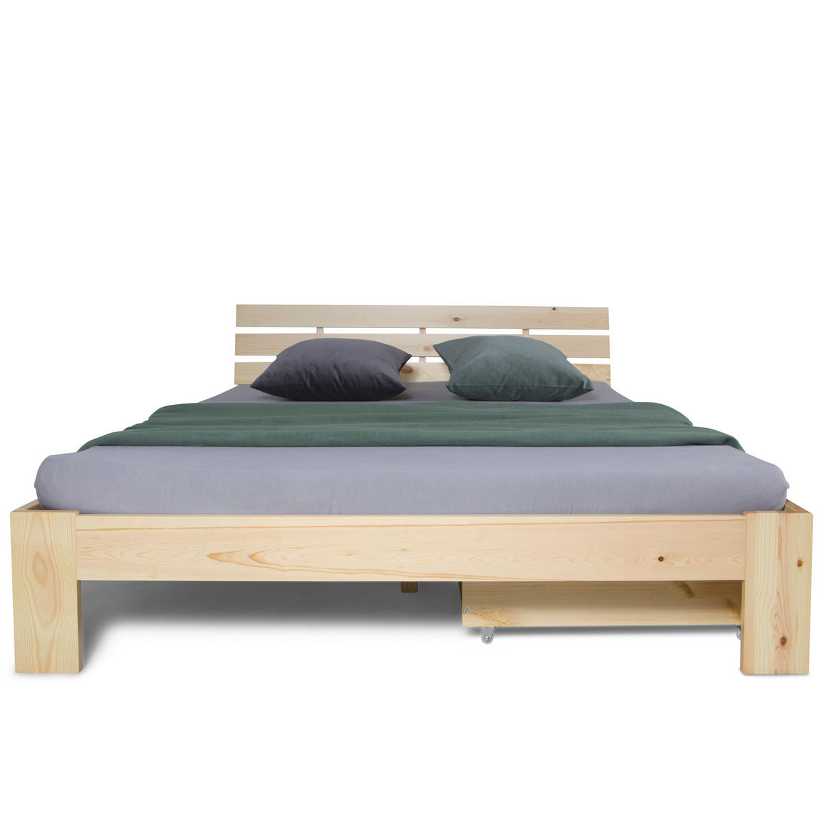 BETTSCHUBKASTEN Natur 173 x 63 - Braun, Holz - Homestyle4u