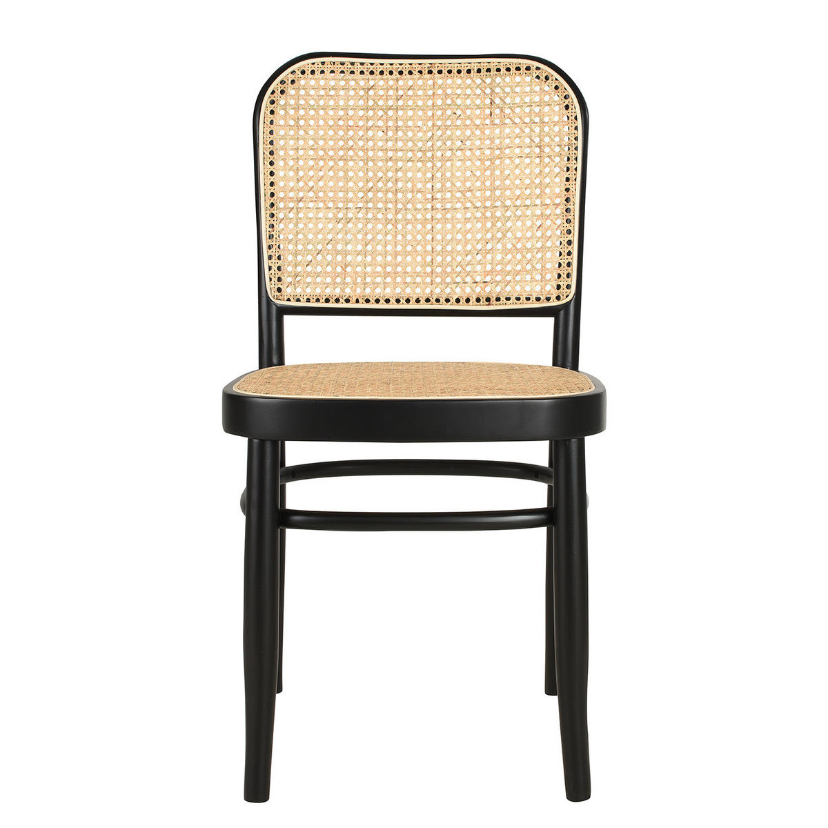 ESSZIMMERSTUHL - Rattan / Buche massiv, 2er-Set - Schwarz, Naturmaterialien (51/87/45cm) - home24