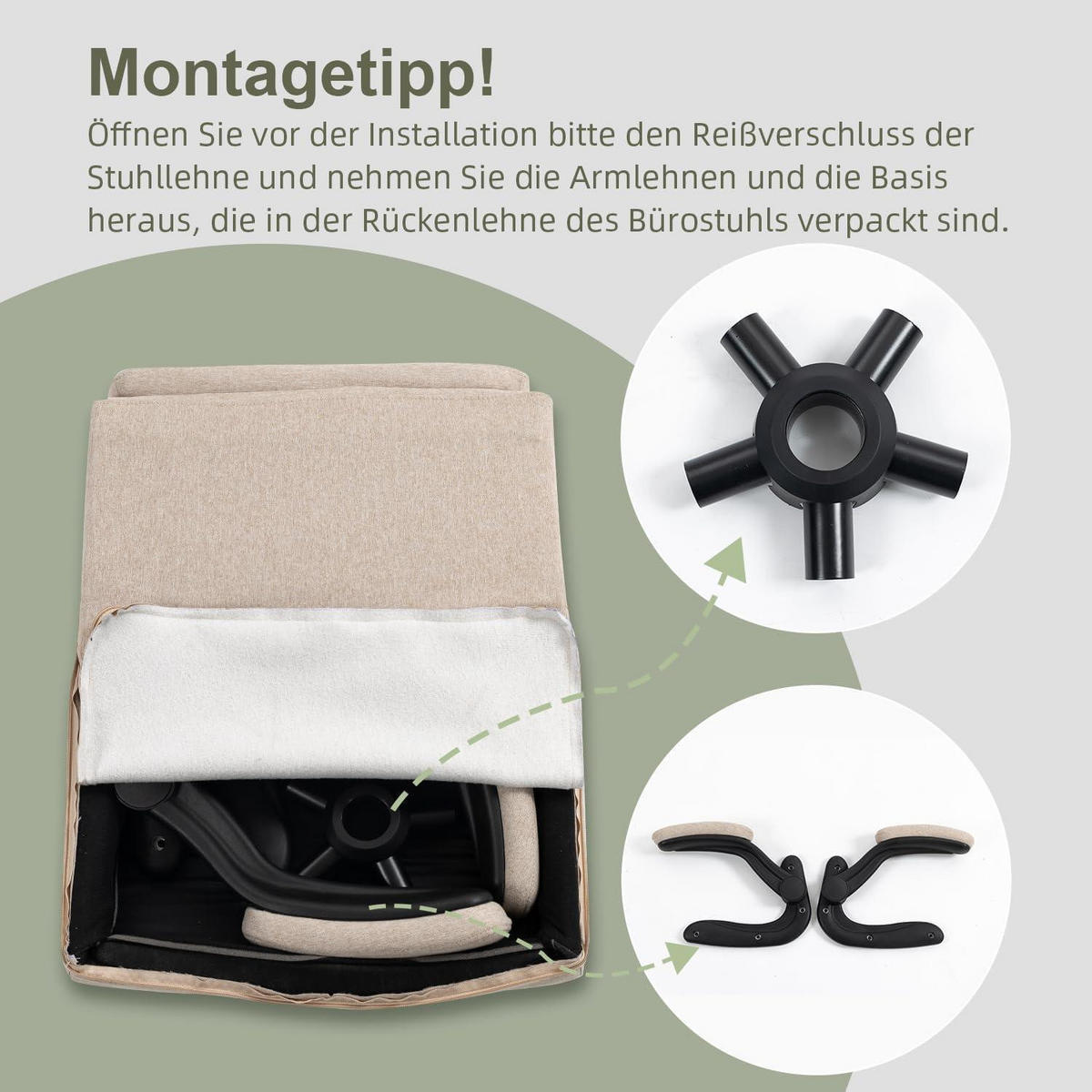 BÜROSTUHL mit hoher Rückenlehne und hochklappbaren Armlehnen Stoff Beige - Beige, Textil (68/113/70cm)