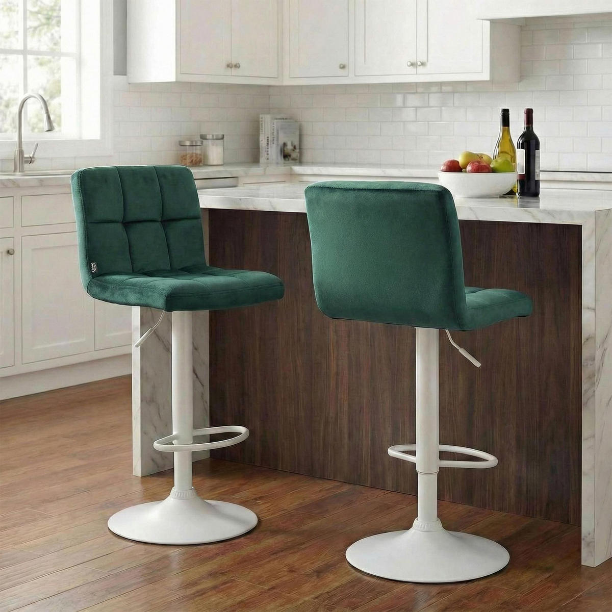 BARHOCKER Samt Grün - Weiß/Grün, Textil/Metall (46/94/47cm) - CLP