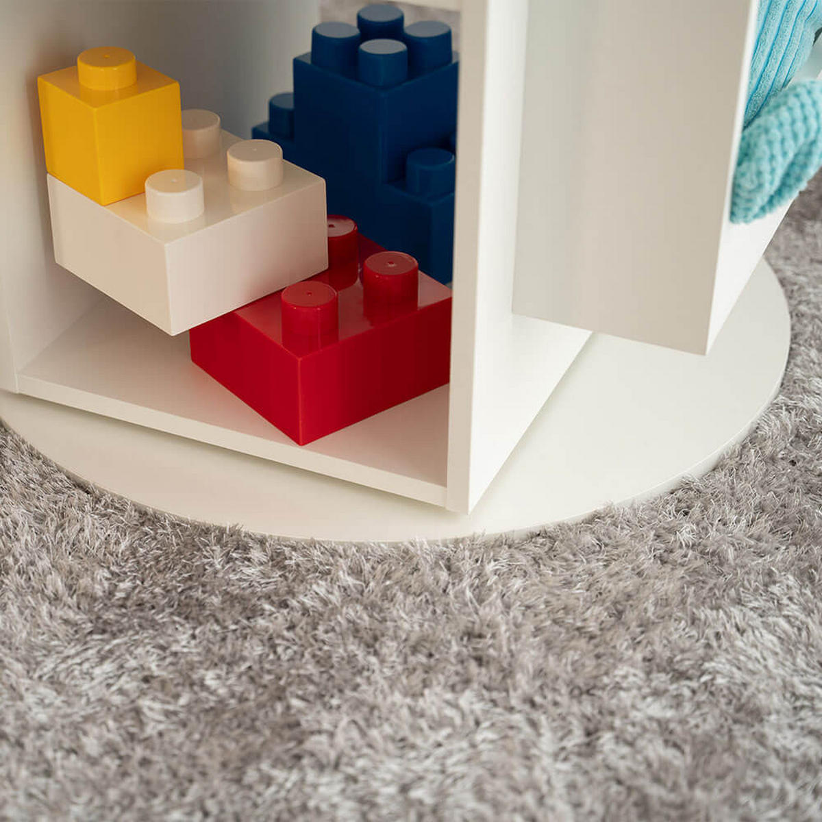 KINDERREGAL drehbar JUNA - 60 x 60 cm Weiß - Weiß, Holzwerkstoff/Textil (60/105.3/60cm) - Home Deluxe
