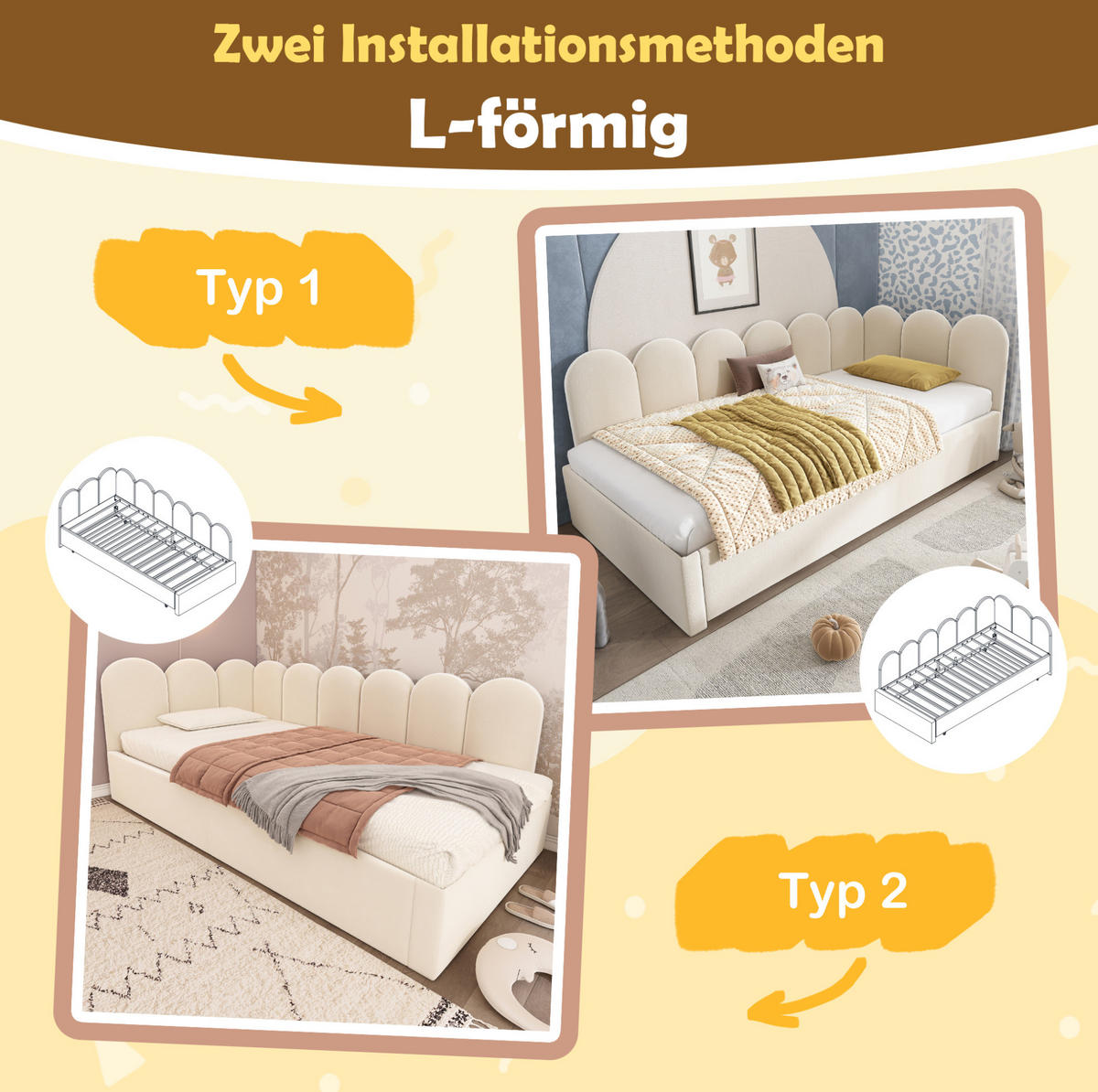 BETT 90/200 cm Beige aus Samt mit Bett - Beige, Textil (90/200cm) - OKMYHOME