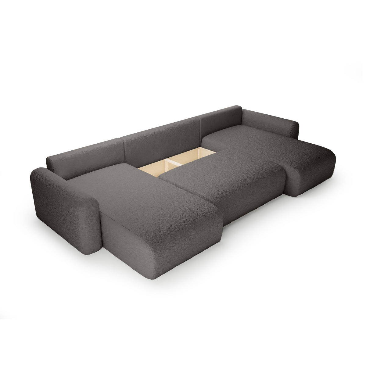 WOHNLANDSCHAFT mit Schlaffunktion Thekla U, Grau - Grau, Textil (366/70/150cm) - Fedve