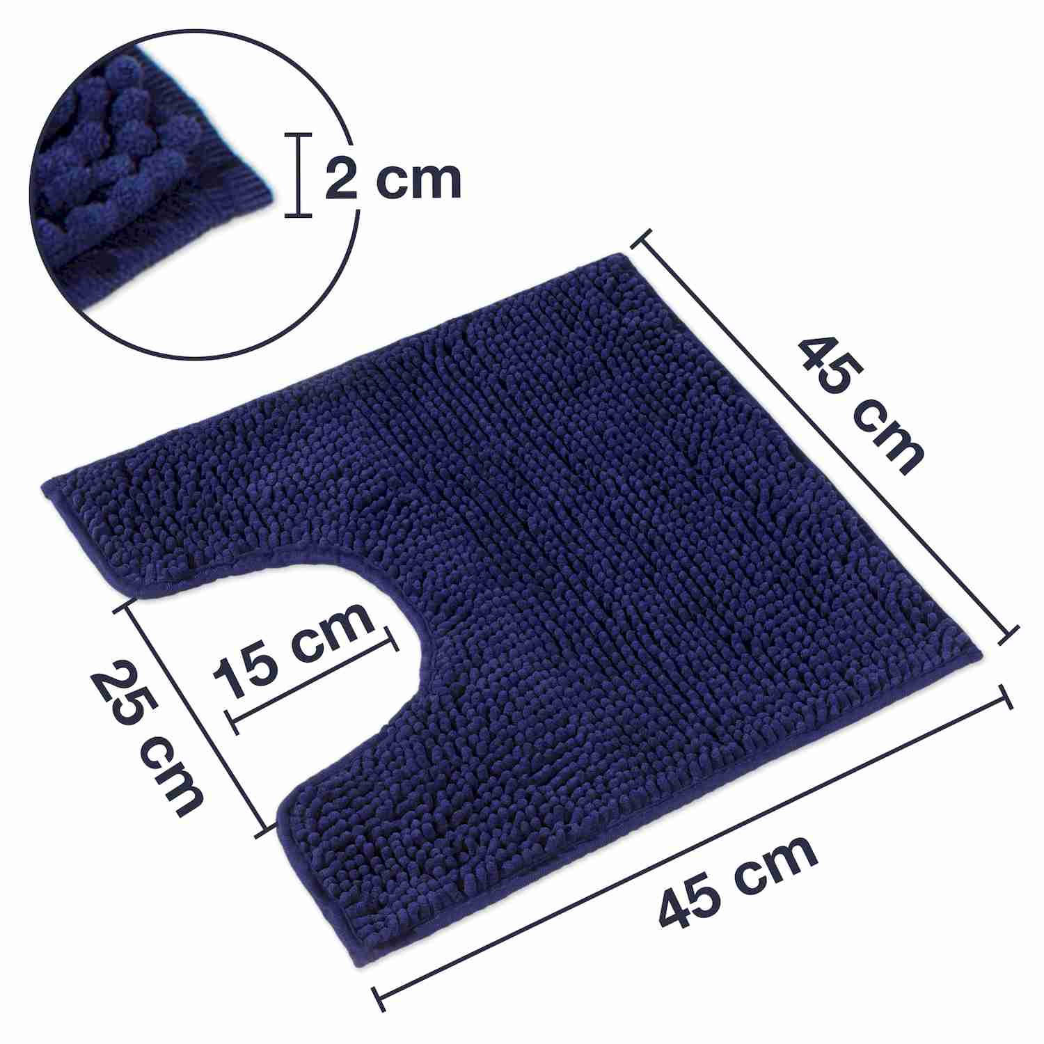 BADEMATTE MIT WC AUSCHNITT PARIS - Dunkelblau, Textil (45/45cm) - WohnDirect