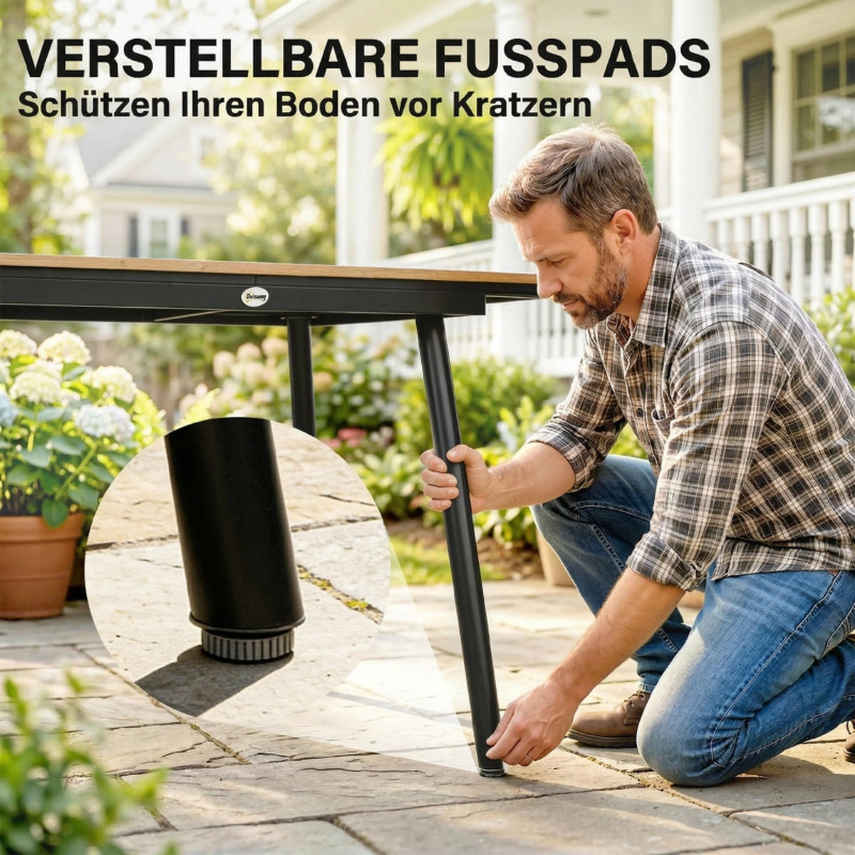 GARTENTISCH, WPC-Teak, 140cm, 6 Personen - Beige, Metall (105/10/83cm) - Vallsero