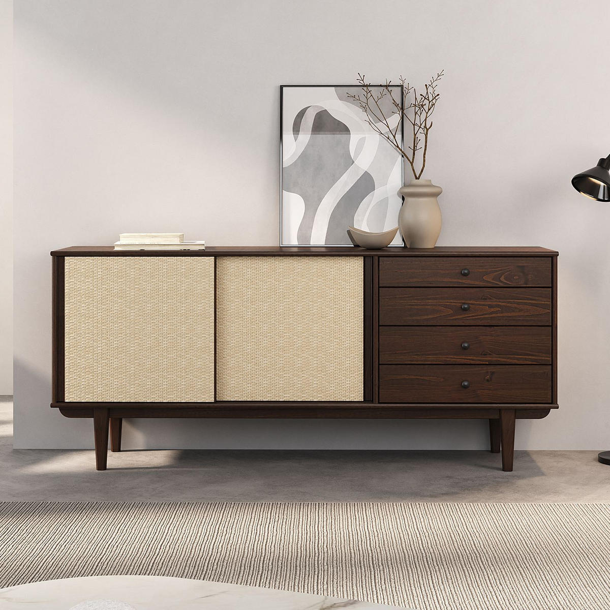 SIDEBOARD SIMONA - Nussbaumfarben, Holz (175/76/41cm) - IDIMEX