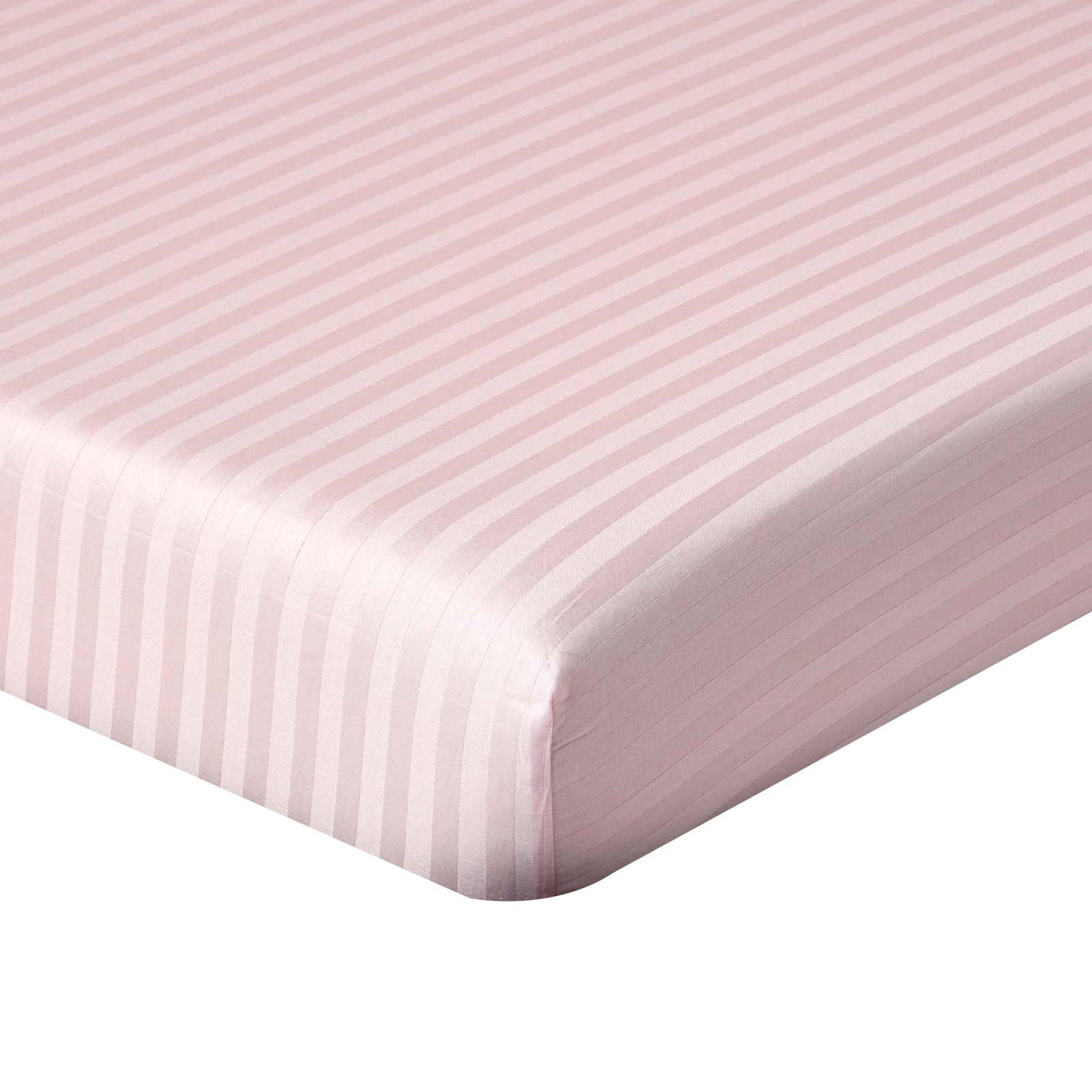 SPANNBETTLAKEN Damast gestreift, 100% Ägyptische Baumwolle - Rosa, Textil (150/200cm) - Homescapes