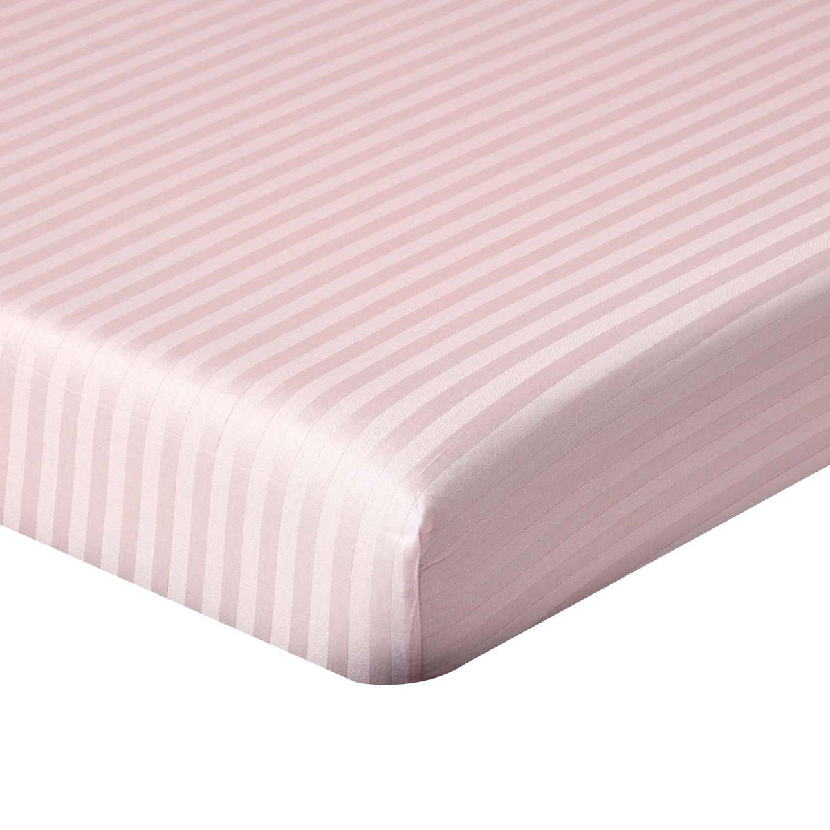 SPANNBETTLAKEN Damast gestreift, 100% Ägyptische Baumwolle - Rosa, Textil (120/190cm) - Homescapes
