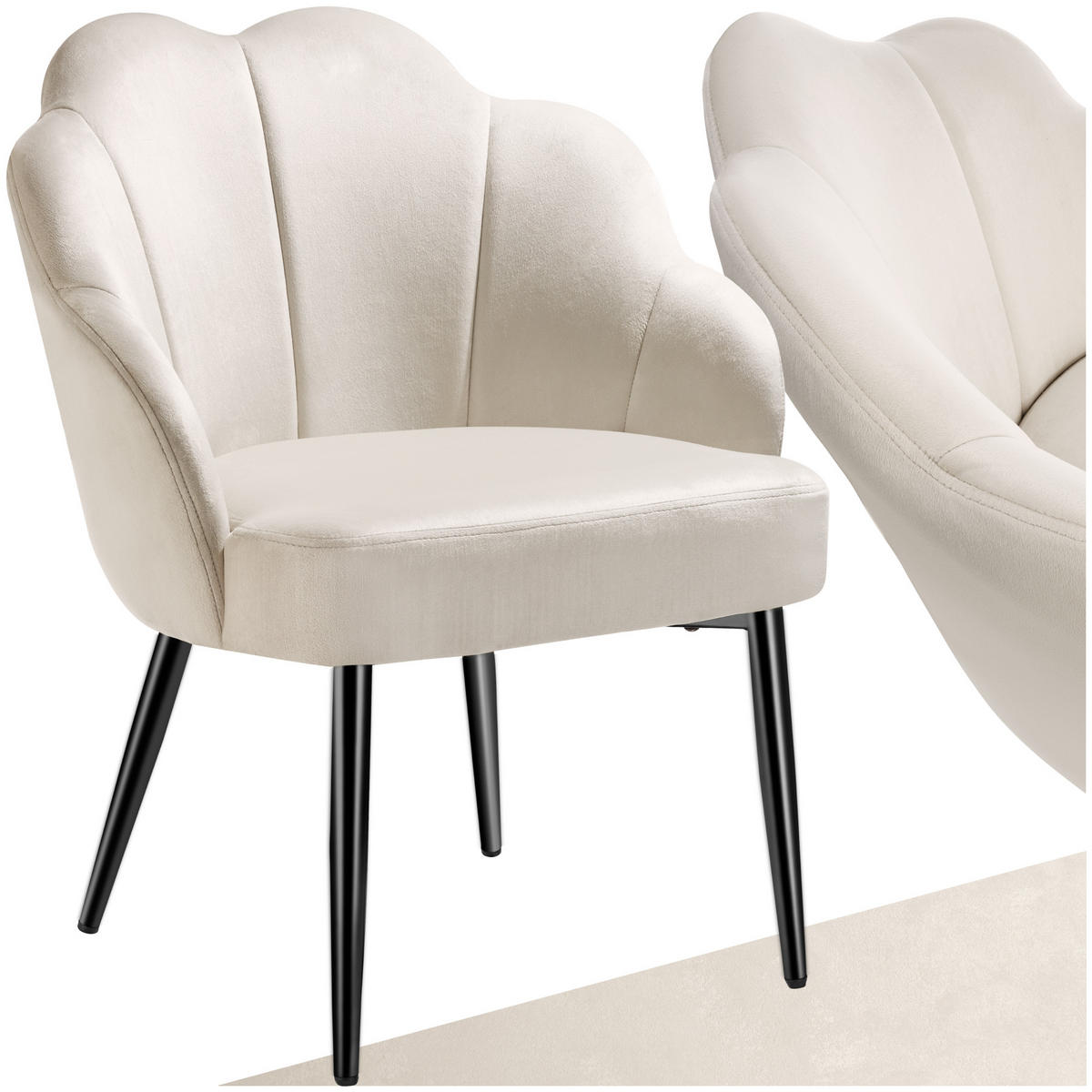 COCKTAILSESSEL 1er Set Hellen 66 x 62 x 80 5 cm creme/schwarz - Creme/Schwarz, Textil (66/80.5/62cm) - tectake