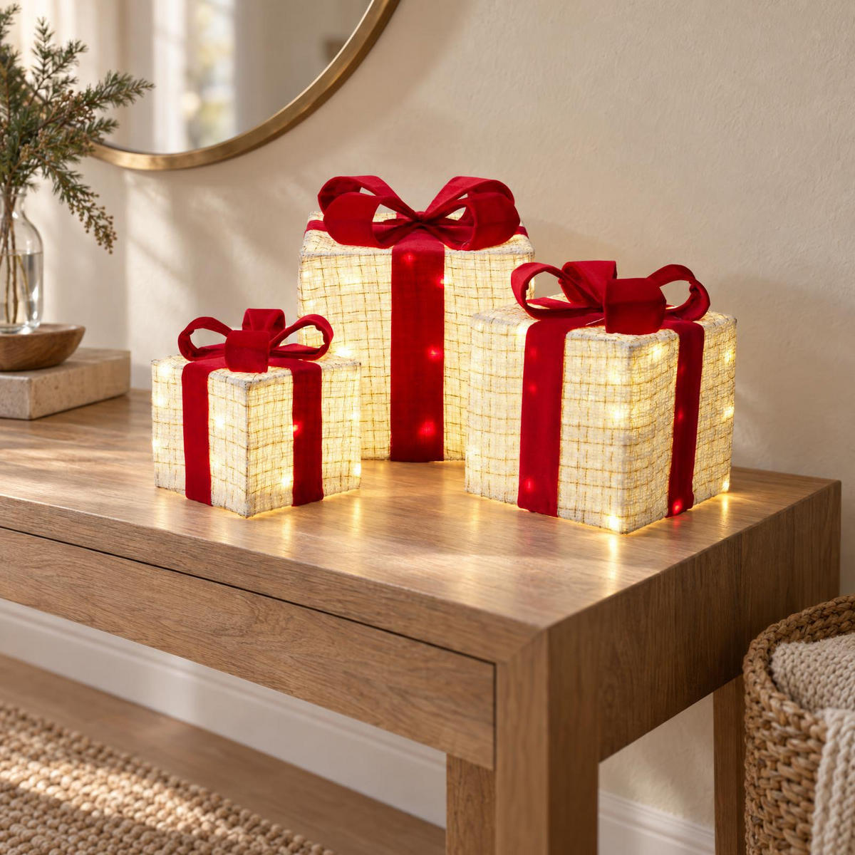 WEIHNACHTSDEKORATION 3er-Set - Weiß, Metall (25/28/25cm) - Home Styling Collection