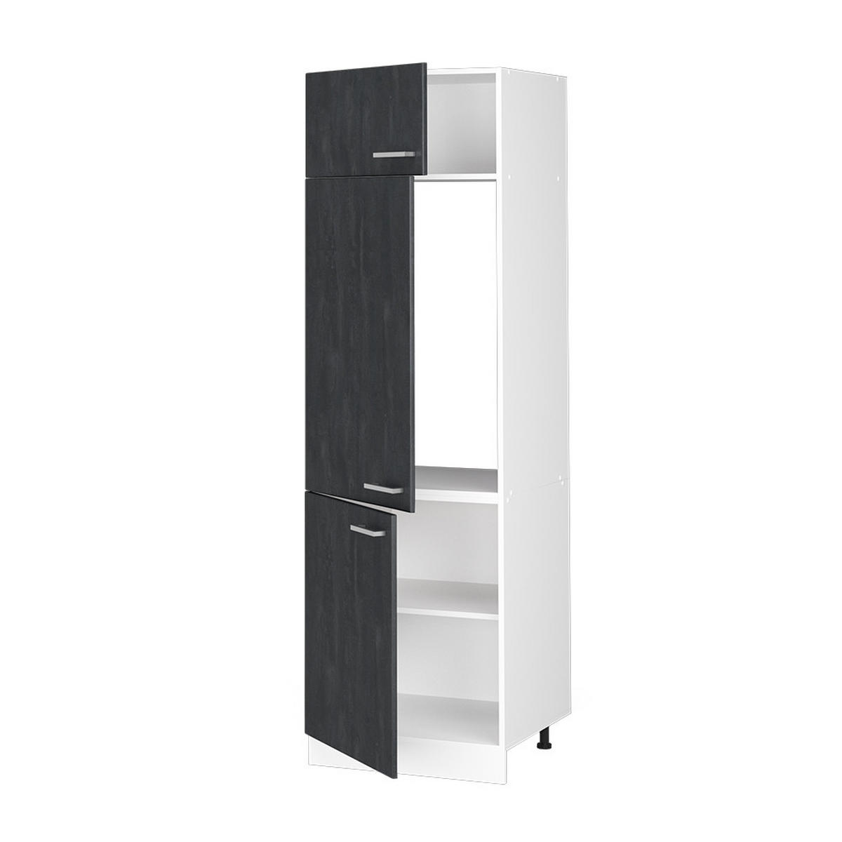 KÜHLUMBAUSCHRANK R-Line Schwarz Beton 60 cm - Schwarz/Weiß, Holzwerkstoff (60/206.8/57.2cm) - Vicco