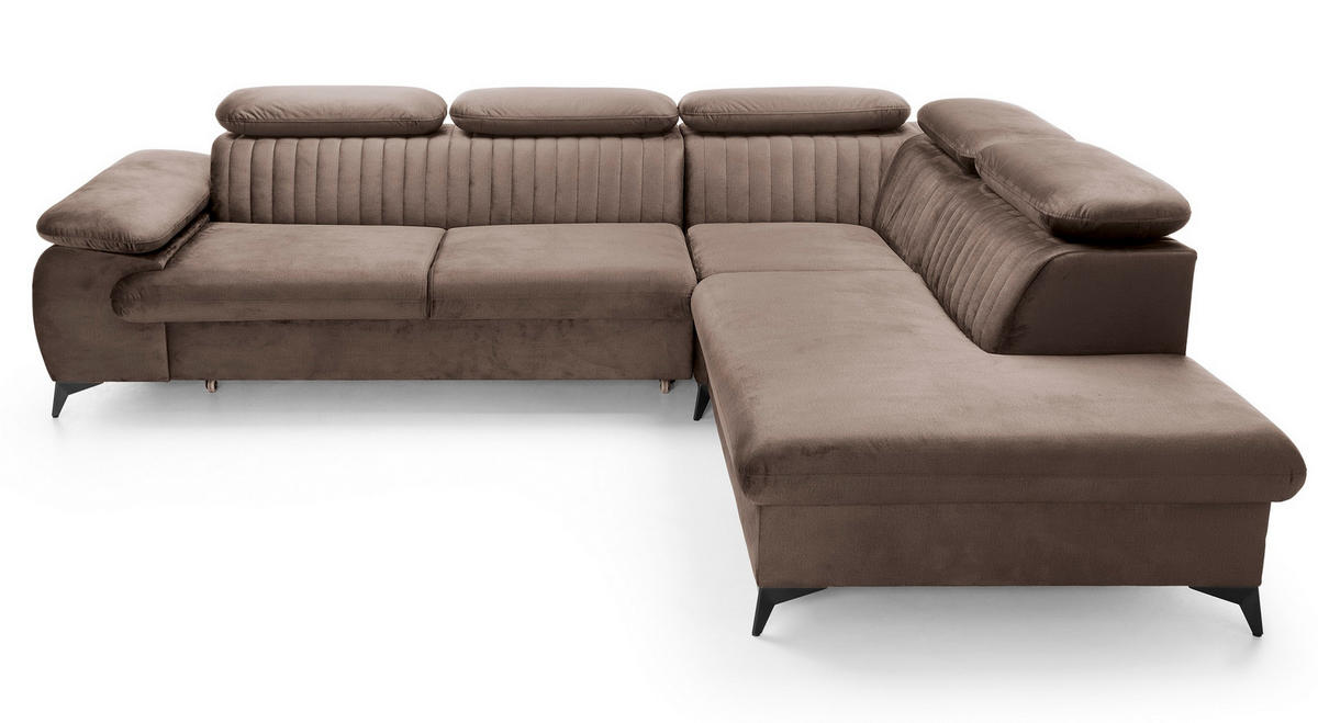 ECKSOFA 275 cm mit verstellbaren Kopfstützen Xanto L, Rechts, Braun - Braun, Holz (221/275cm) - Emporius