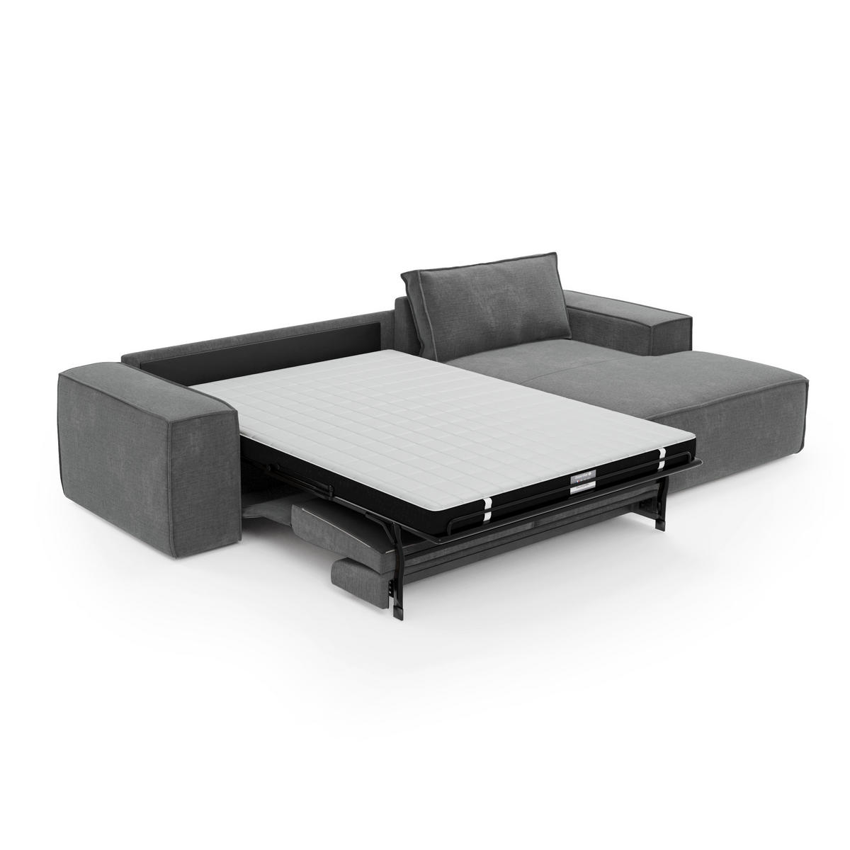 ECKSOFA RECHTS Samt Grau 302cm - Grau, Textil (302/165cm) - Sia Home