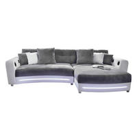 MULTIMEDIA-ECKSOFA Soundsystem RGB-LED Beleuchtung Bluetooth USB AUX-in, seitenverkehrt montierbar B322/T190/H88cm, Kunstleder Weiß-Mikrof.Grau/15410 - Chromfarben/Weiß, Textil/Metall (322/88/190cm) - luma-home