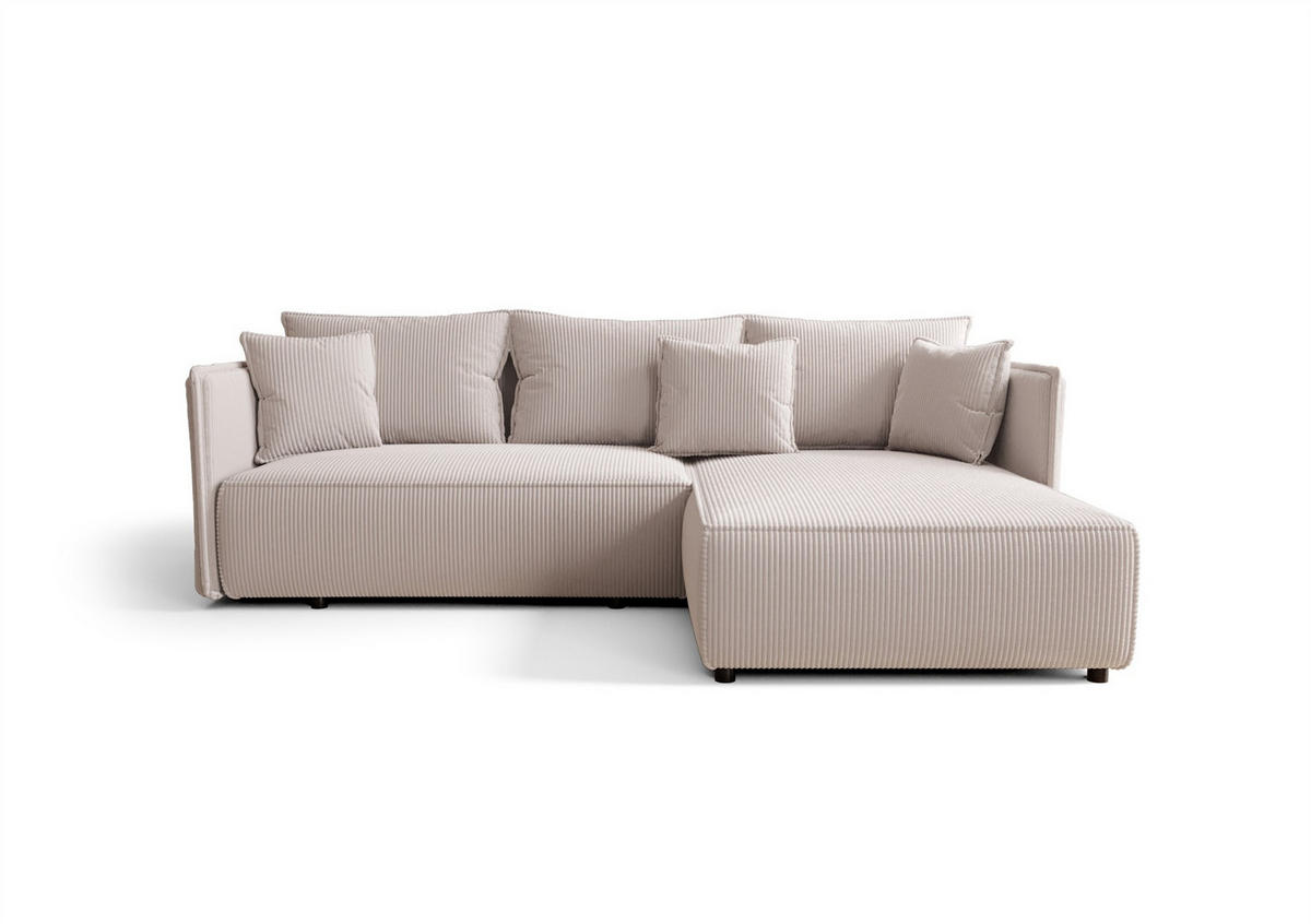 ECKSOFA Evora - Weiß, Holzwerkstoff/Textil (245/185cm) - Fun Möbel