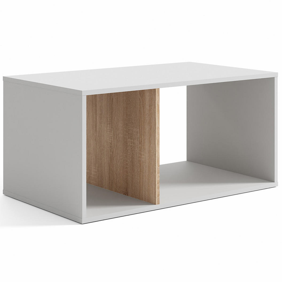 COUCHTISCH Roza Weiß + Sonoma Eiche - Weiß, Holz (51/90/43cm) - Jana