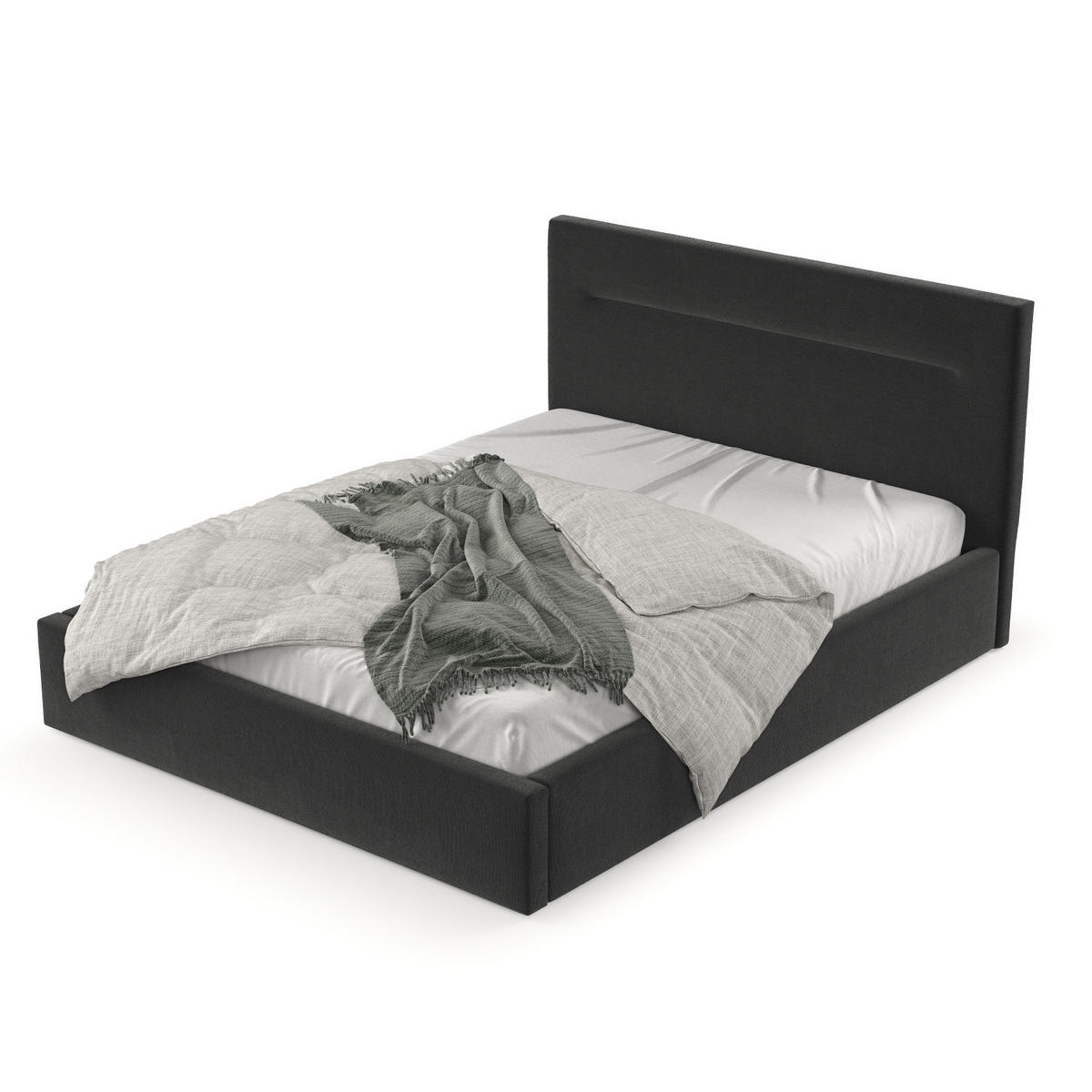 POLSTERBETT Liline 160/200 cm Schwarz im Asti Stoff - Schwarz/Naturfarben, Holz/Holzwerkstoff (160/200cm) - AltaBeds